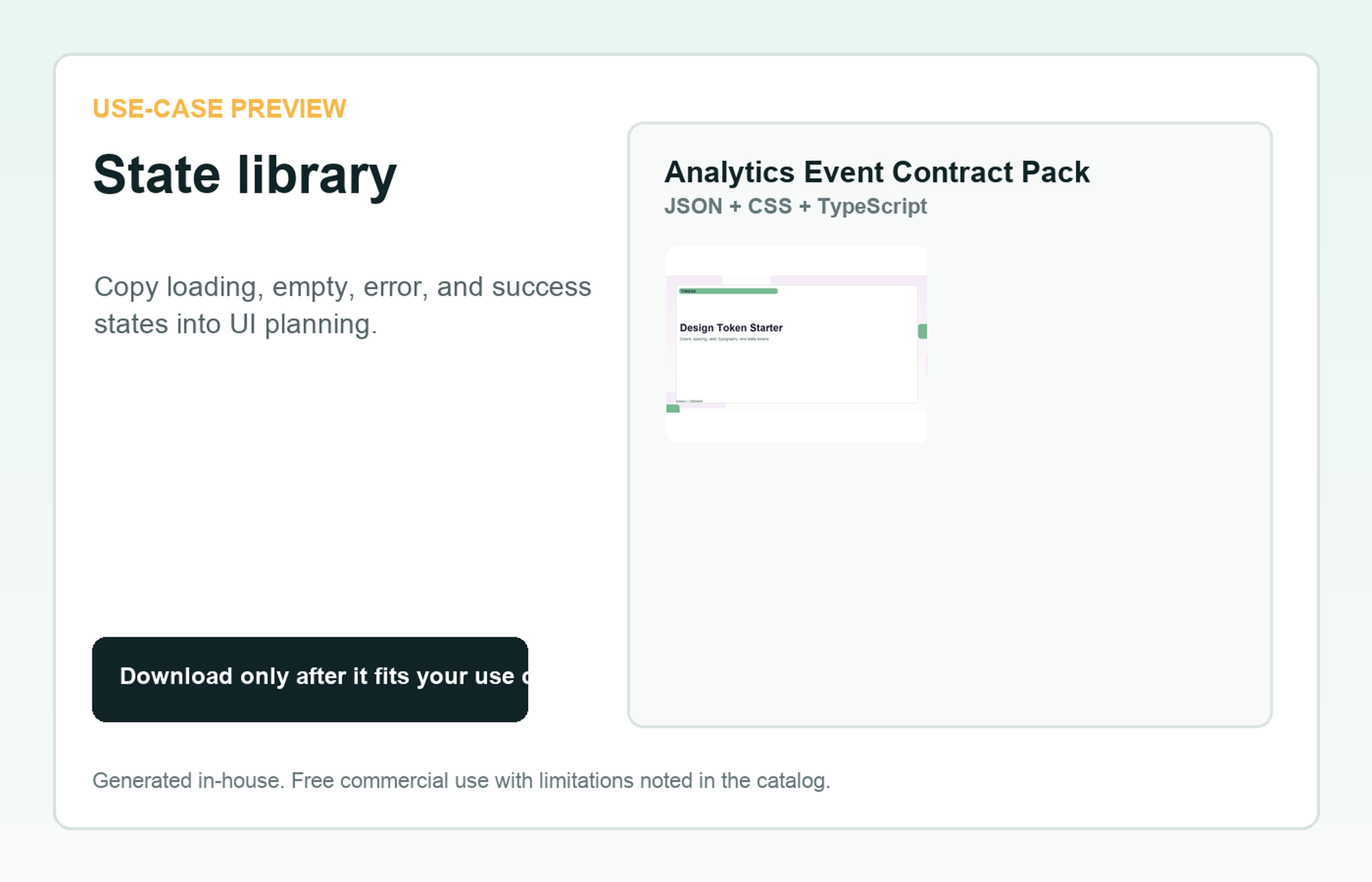 Analytics Event Contract Pack State library use-case preview