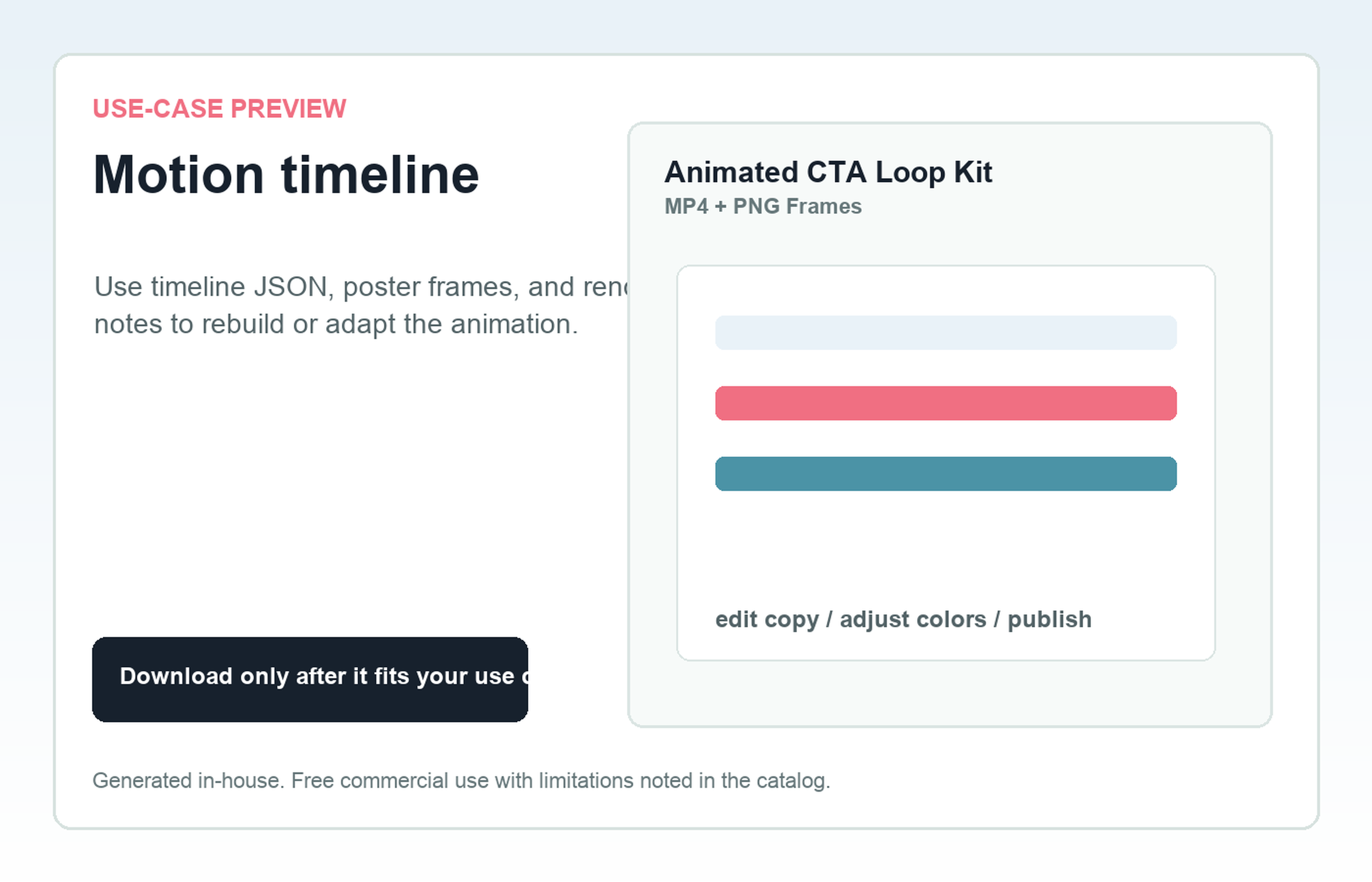 Animated CTA Loop Kit Motion timeline use-case preview