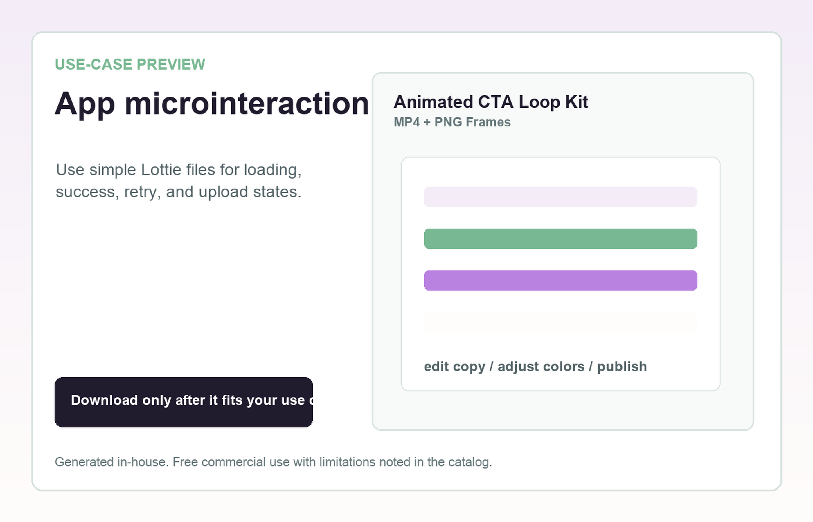 Animated CTA Loop Kit App microinteraction use-case preview
