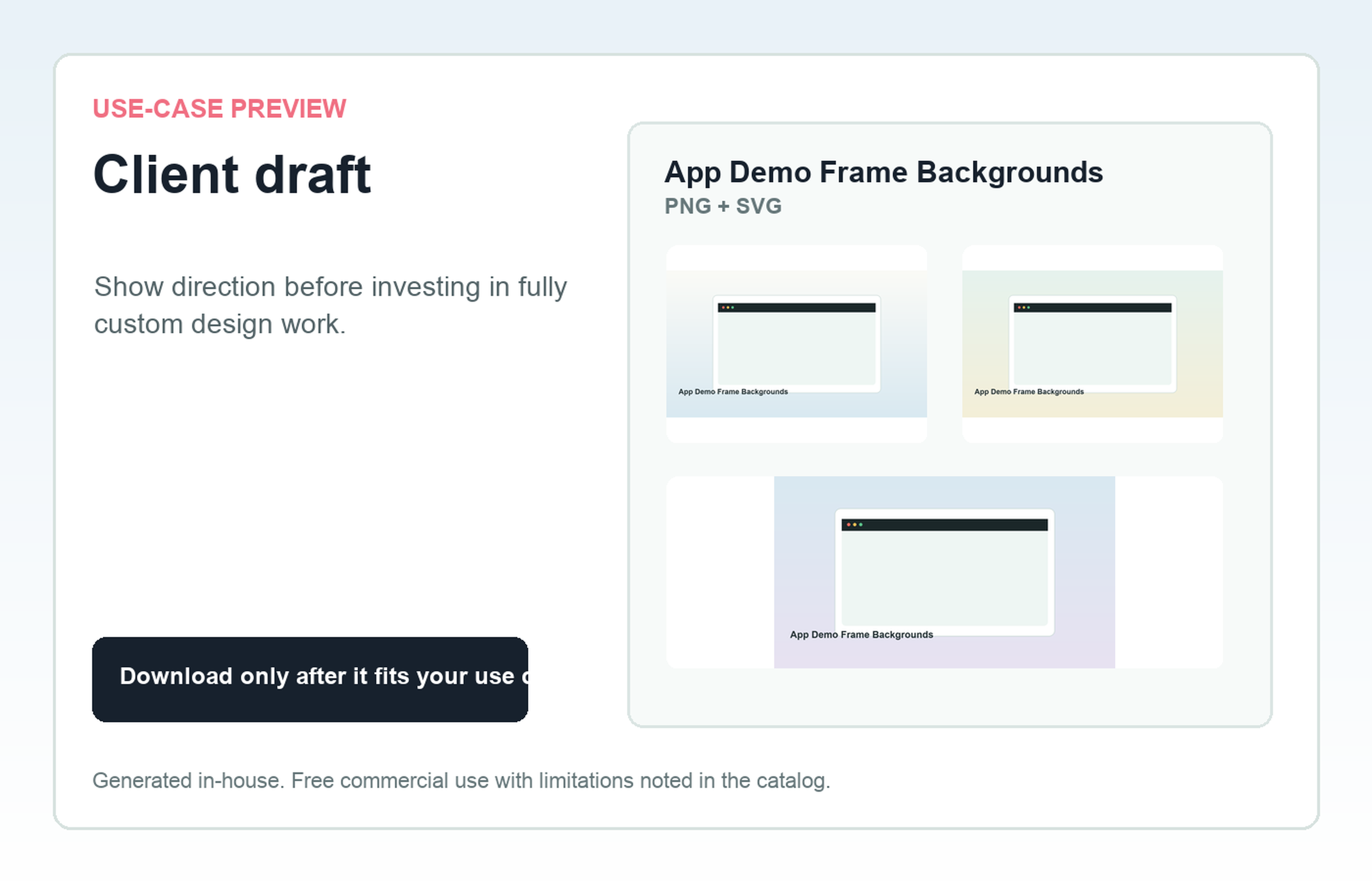 App Demo Frame Backgrounds Client draft use-case preview