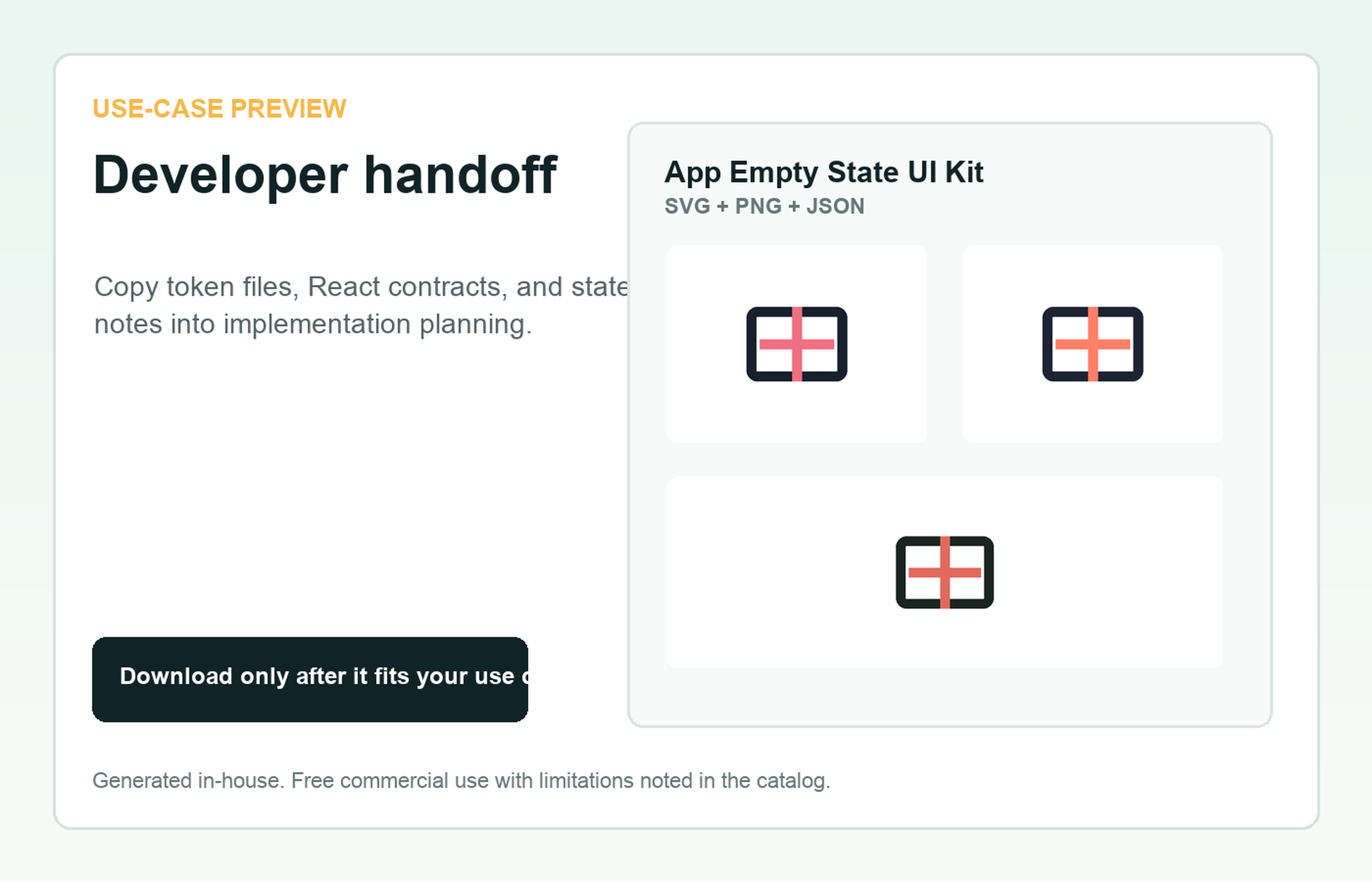 App Empty State UI Kit Developer handoff use-case preview