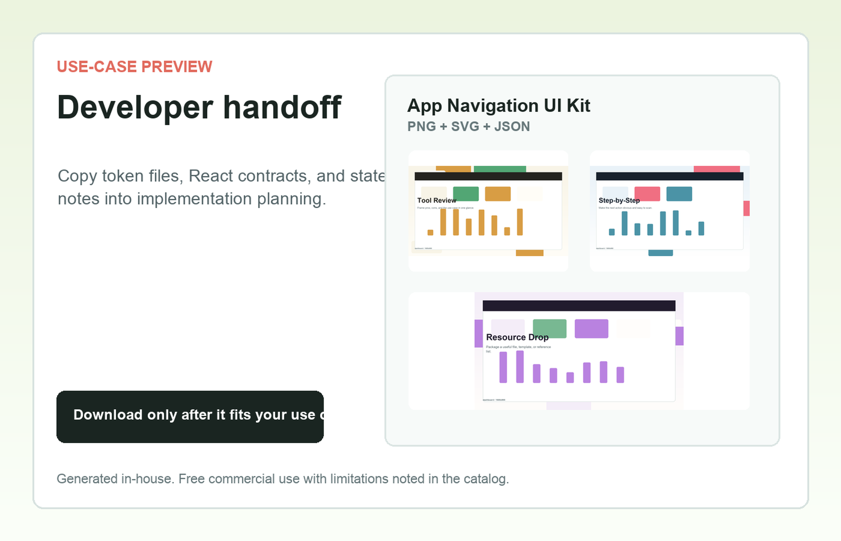 App Navigation UI Kit Developer handoff use-case preview