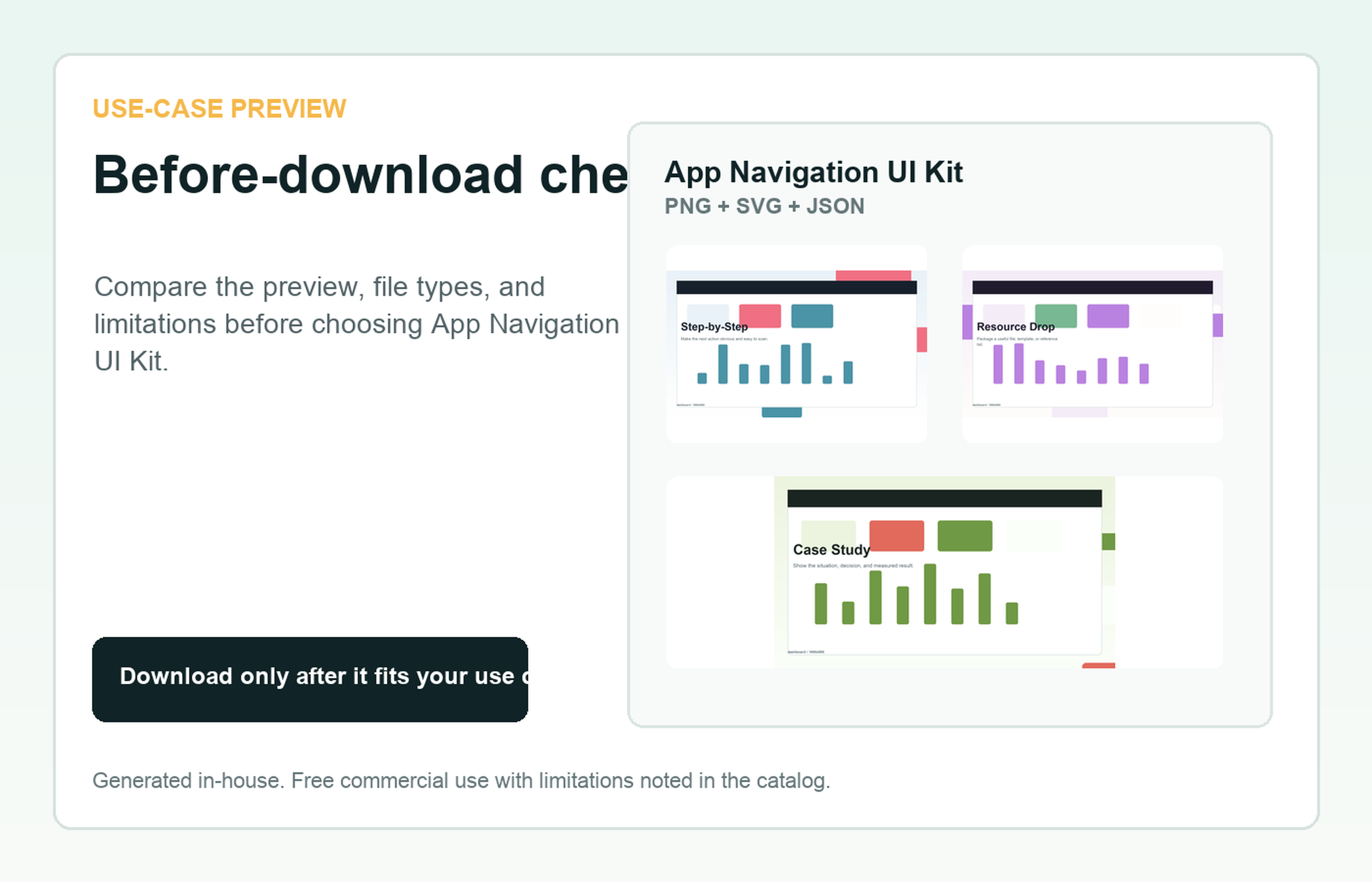 App Navigation UI Kit Before-download check use-case preview