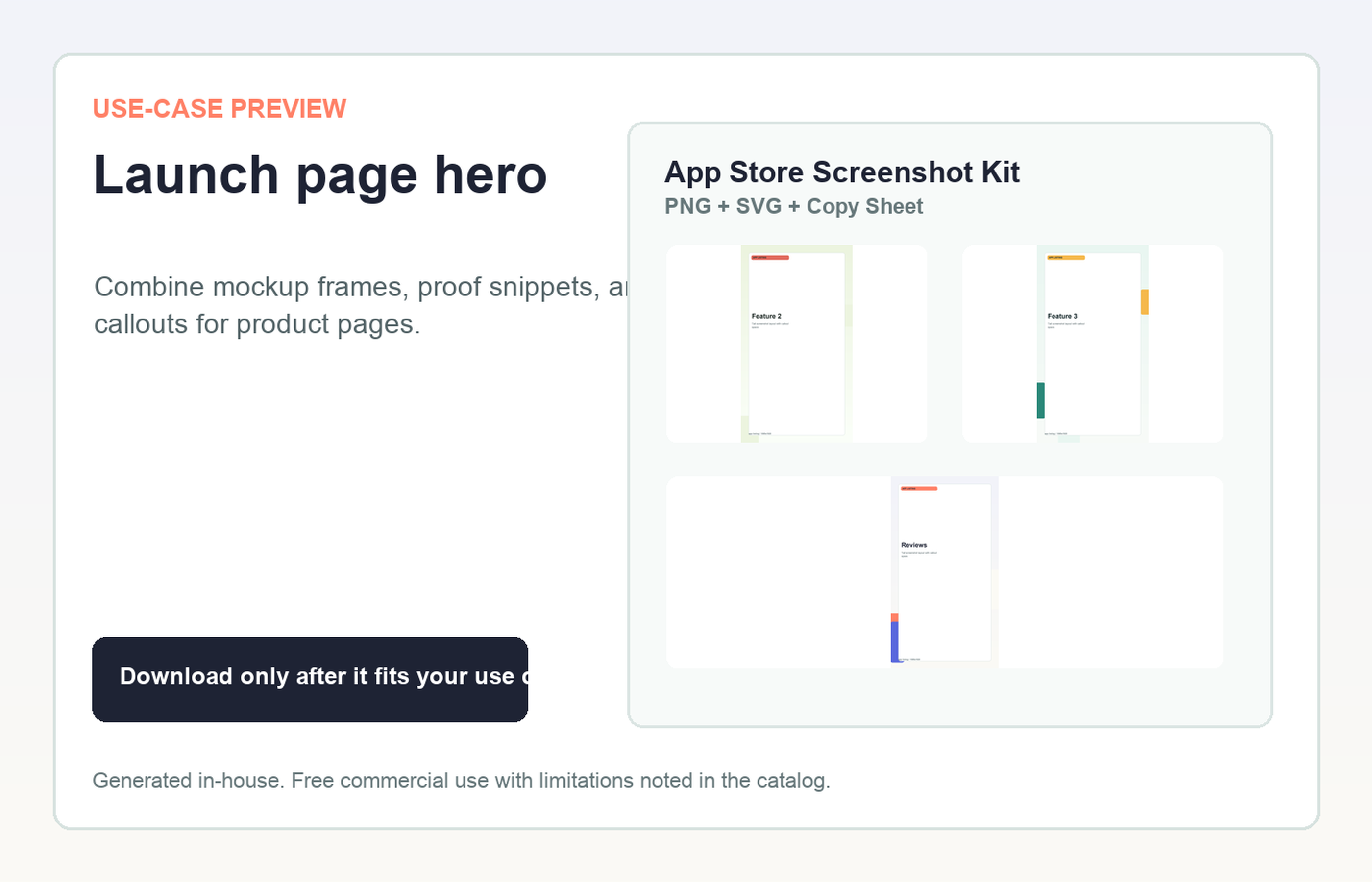 App Store Screenshot Kit Launch page hero use-case preview