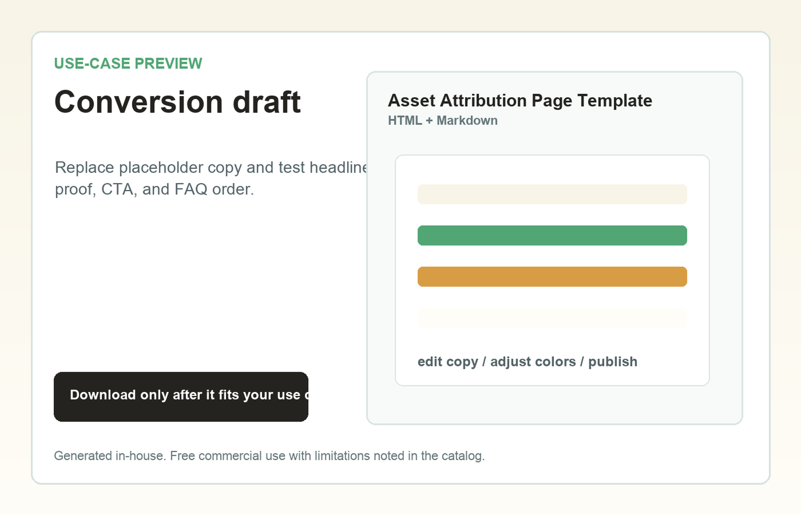Asset Attribution Page Template Conversion draft use-case preview