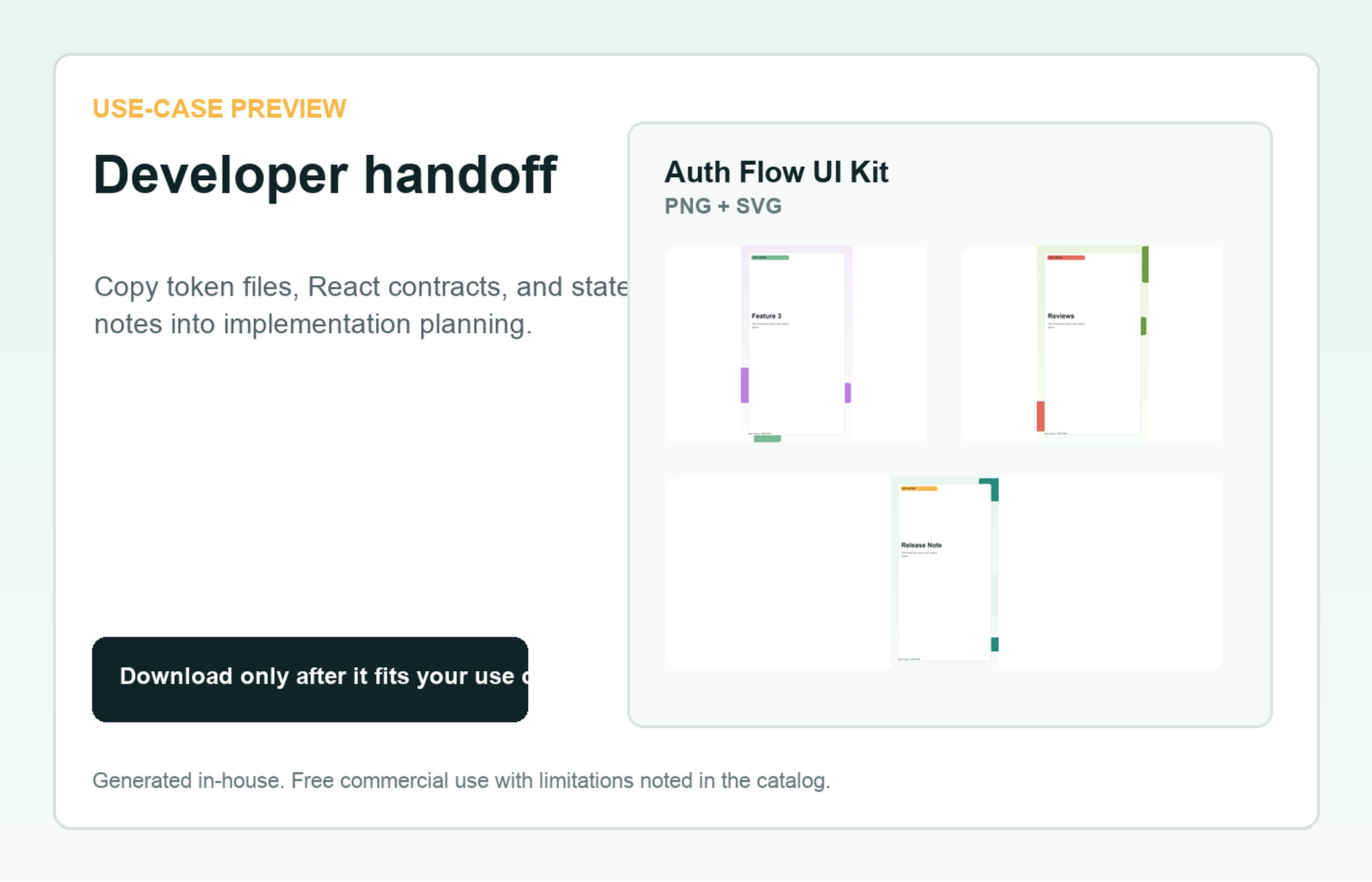 Auth Flow UI Kit Developer handoff use-case preview