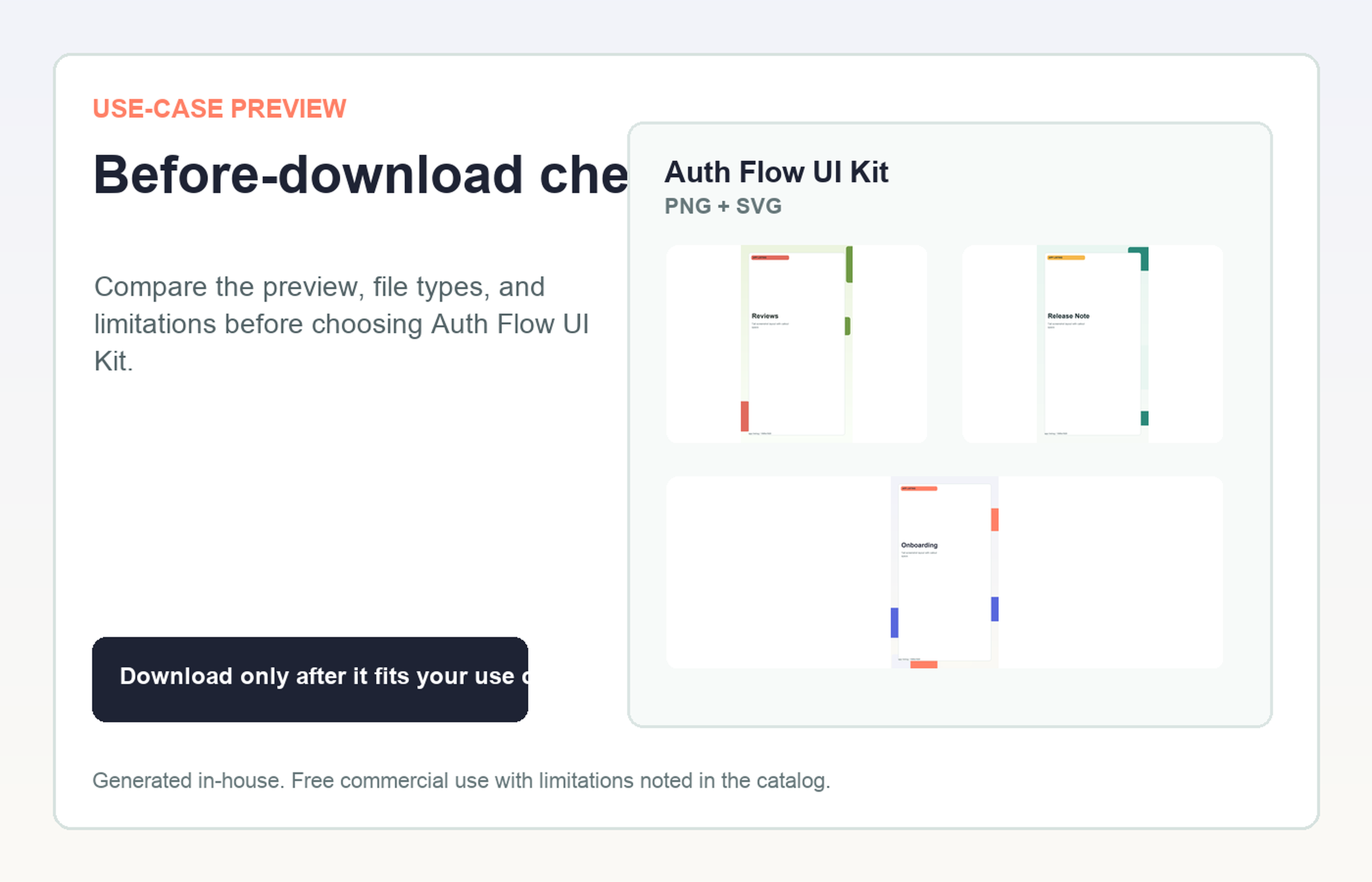 Auth Flow UI Kit Before-download check use-case preview