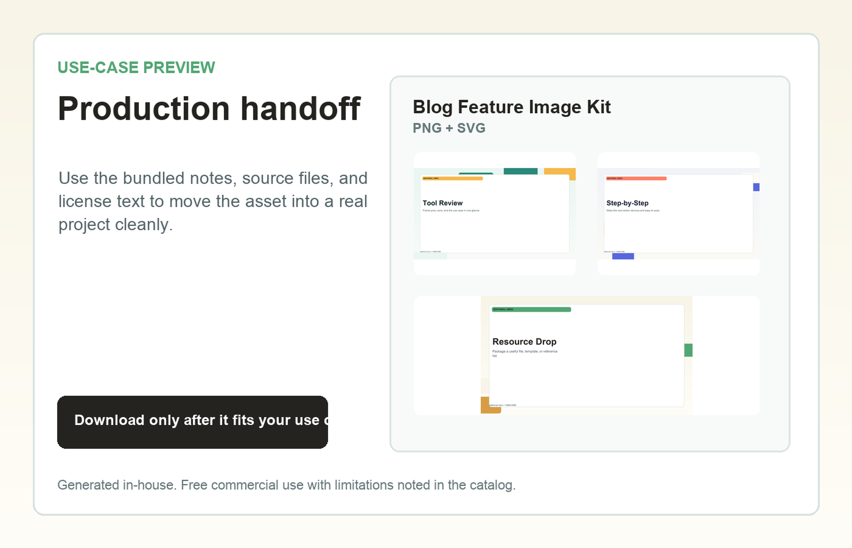 Blog Feature Image Kit Production handoff use-case preview