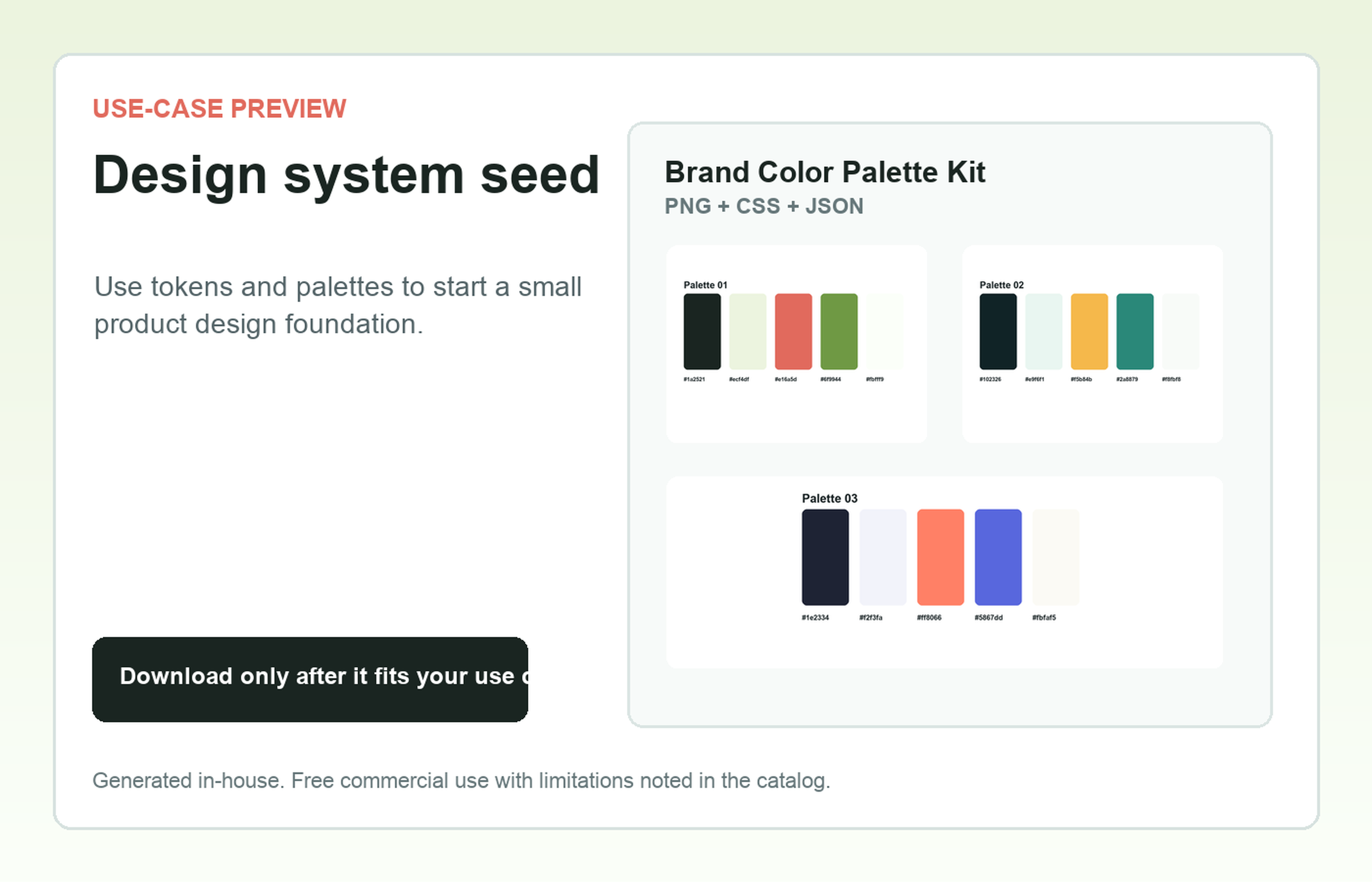 Brand Color Palette Kit Design system seed use-case preview