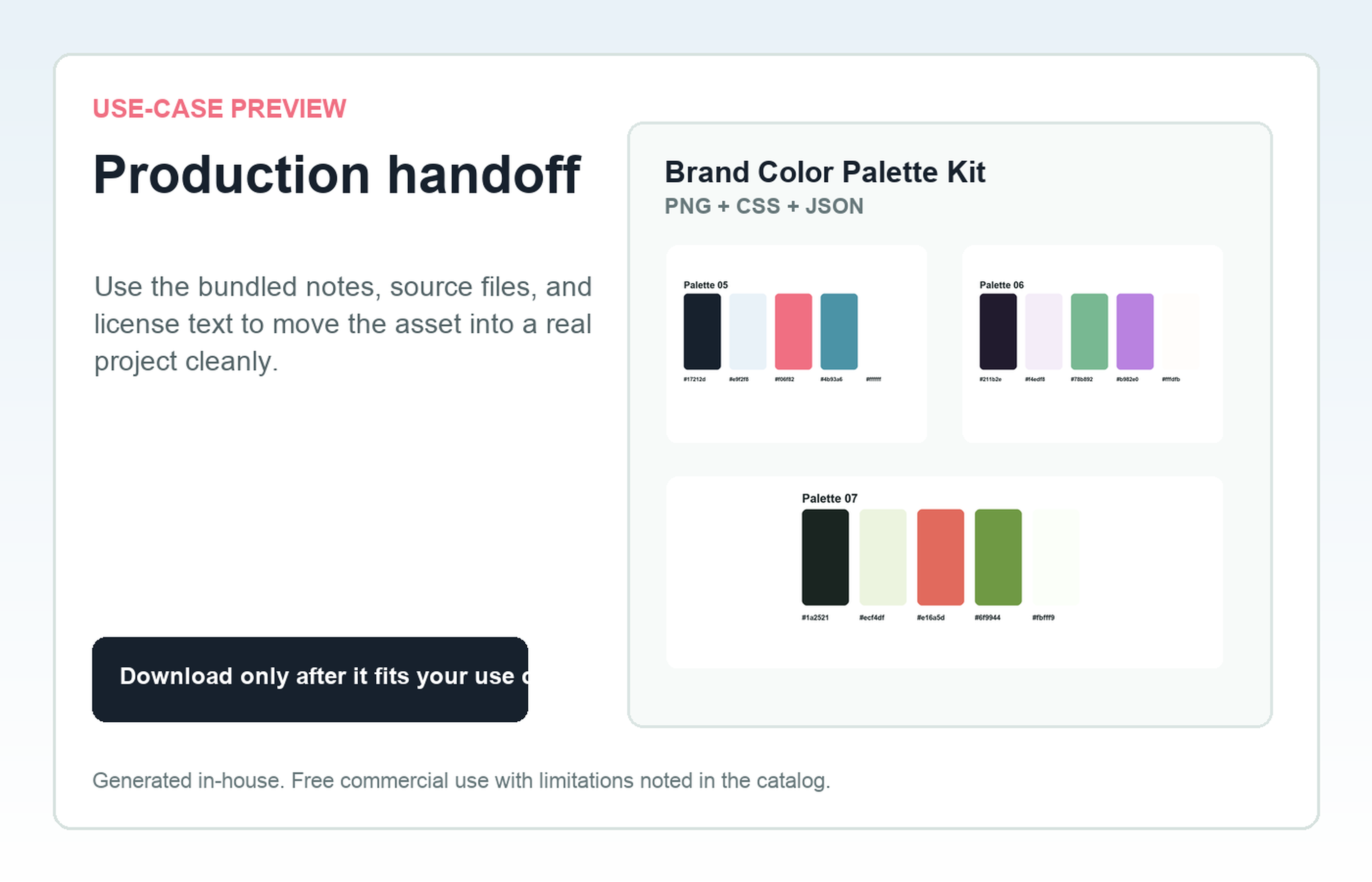 Brand Color Palette Kit Production handoff use-case preview