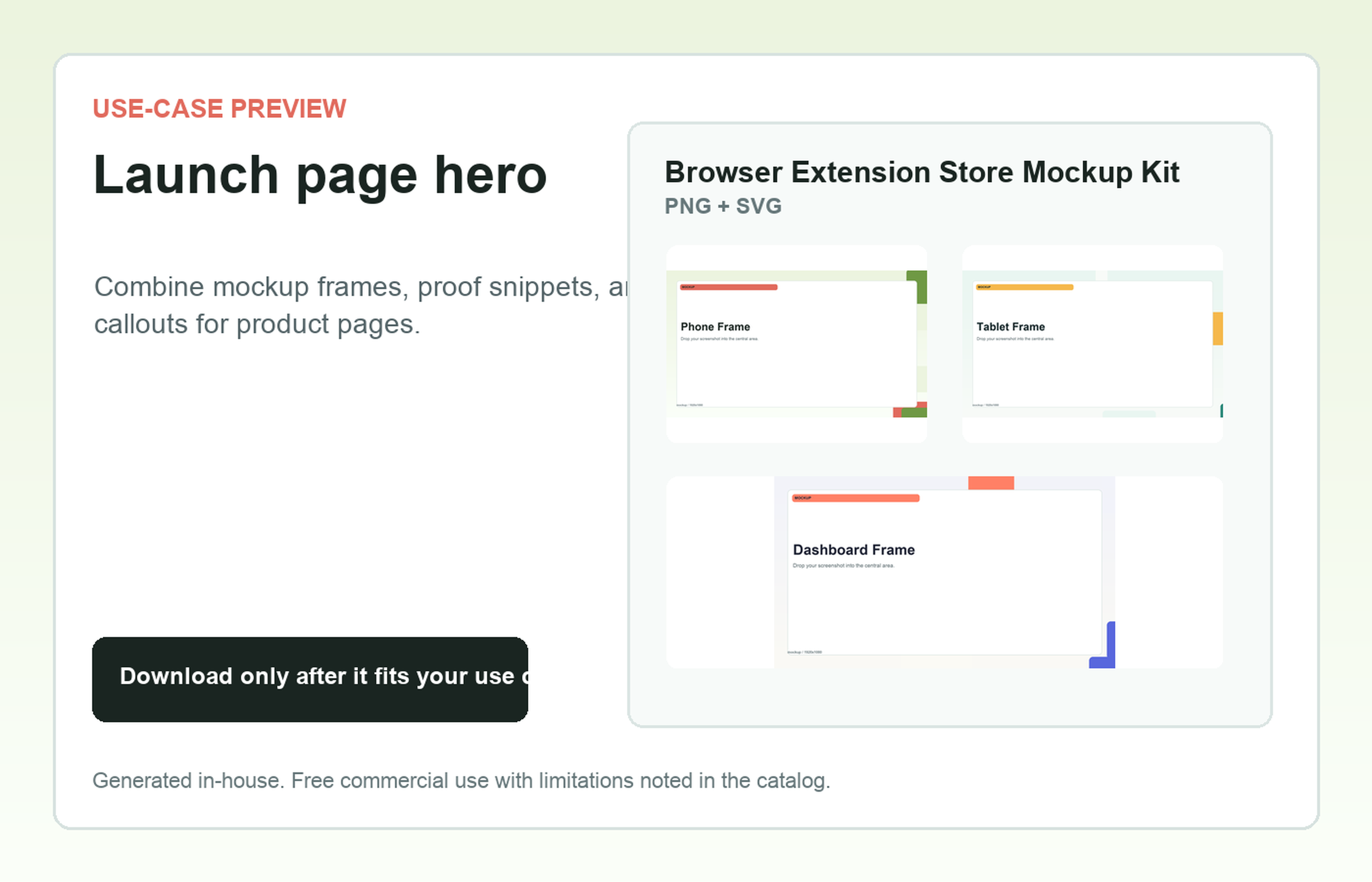 Browser Extension Store Mockup Kit Launch page hero use-case preview