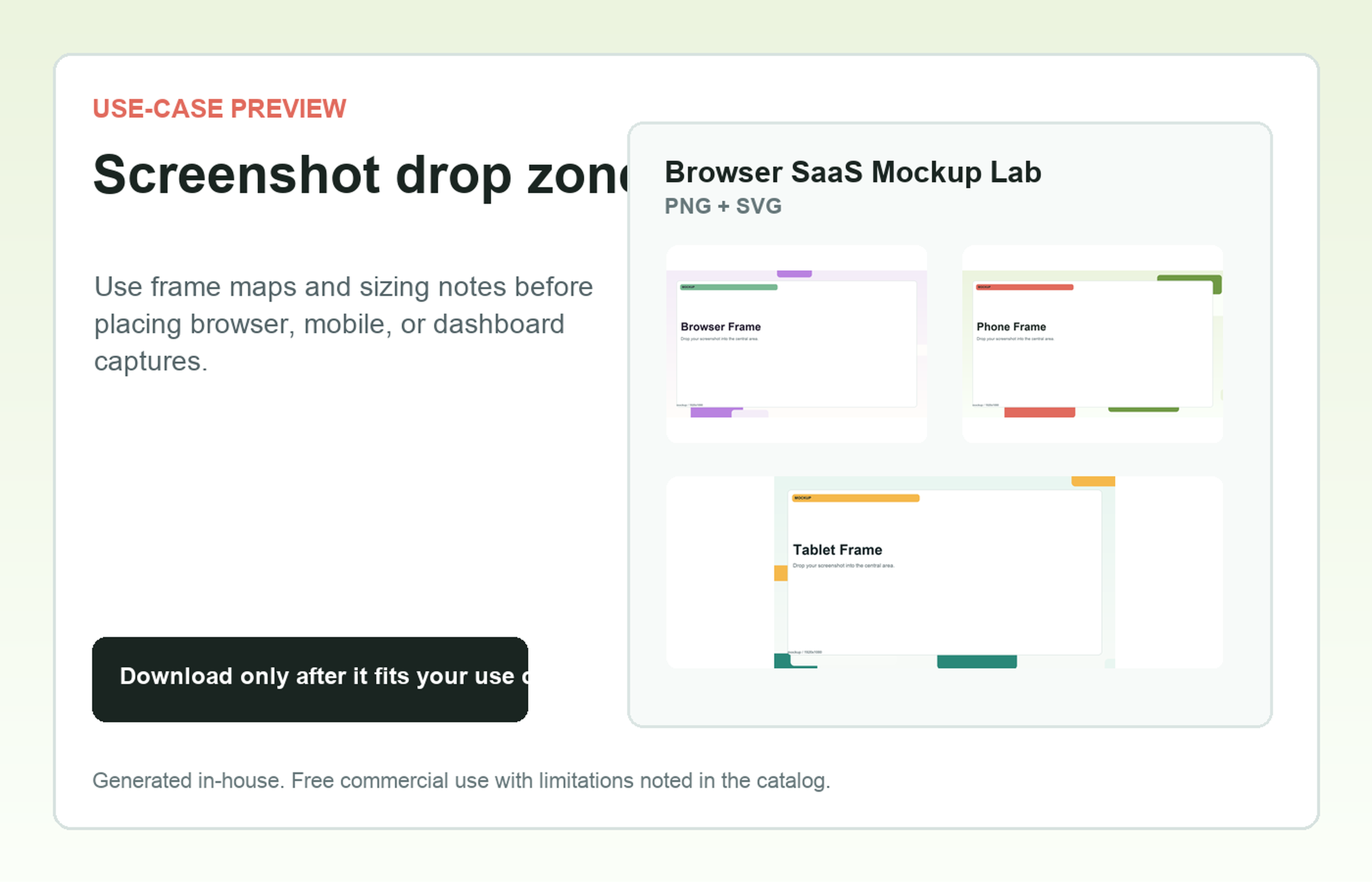 Browser SaaS Mockup Lab Screenshot drop zone use-case preview