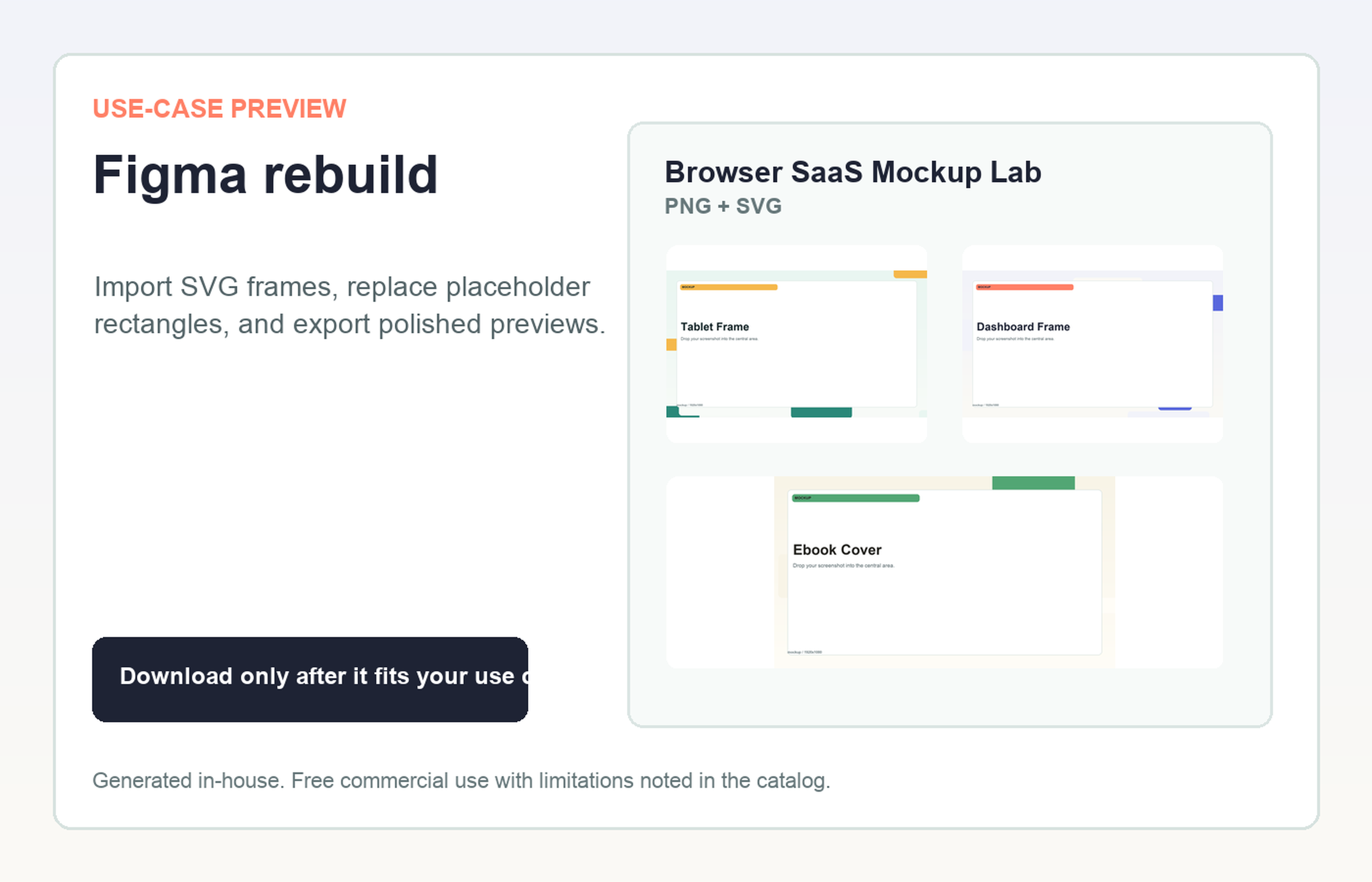 Browser SaaS Mockup Lab Figma rebuild use-case preview
