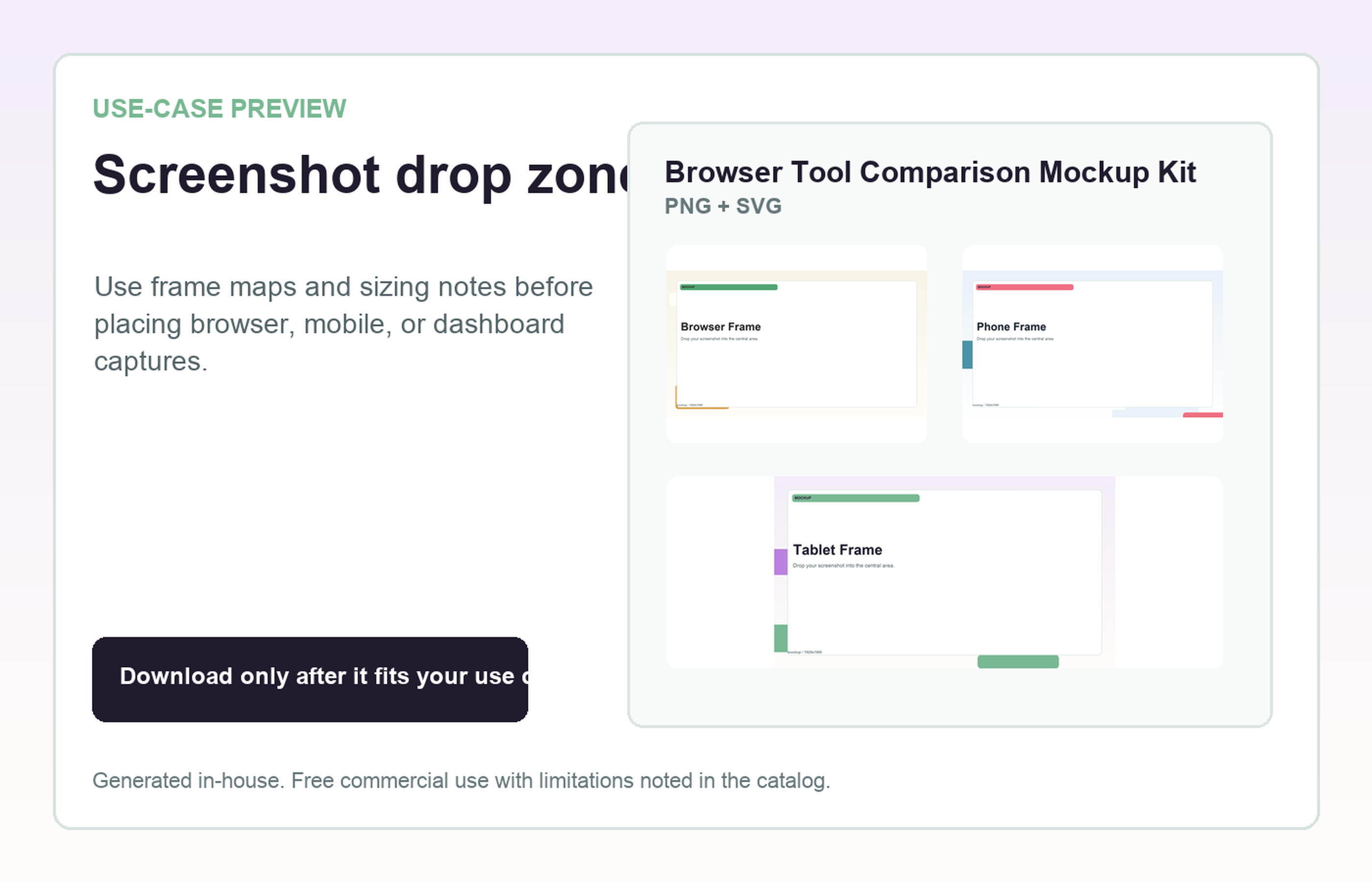 Browser Tool Comparison Mockup Kit Screenshot drop zone use-case preview