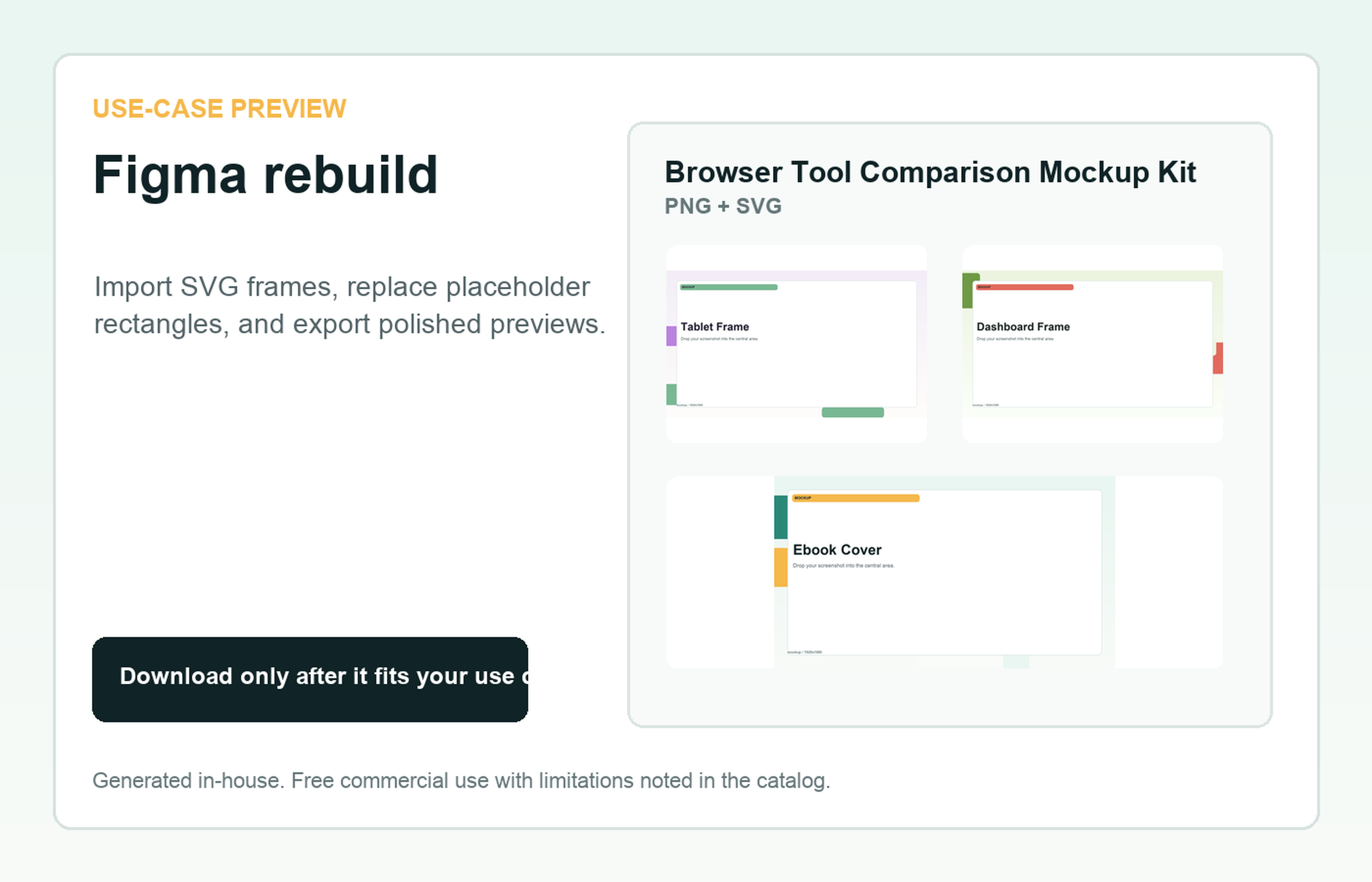 Browser Tool Comparison Mockup Kit Figma rebuild use-case preview