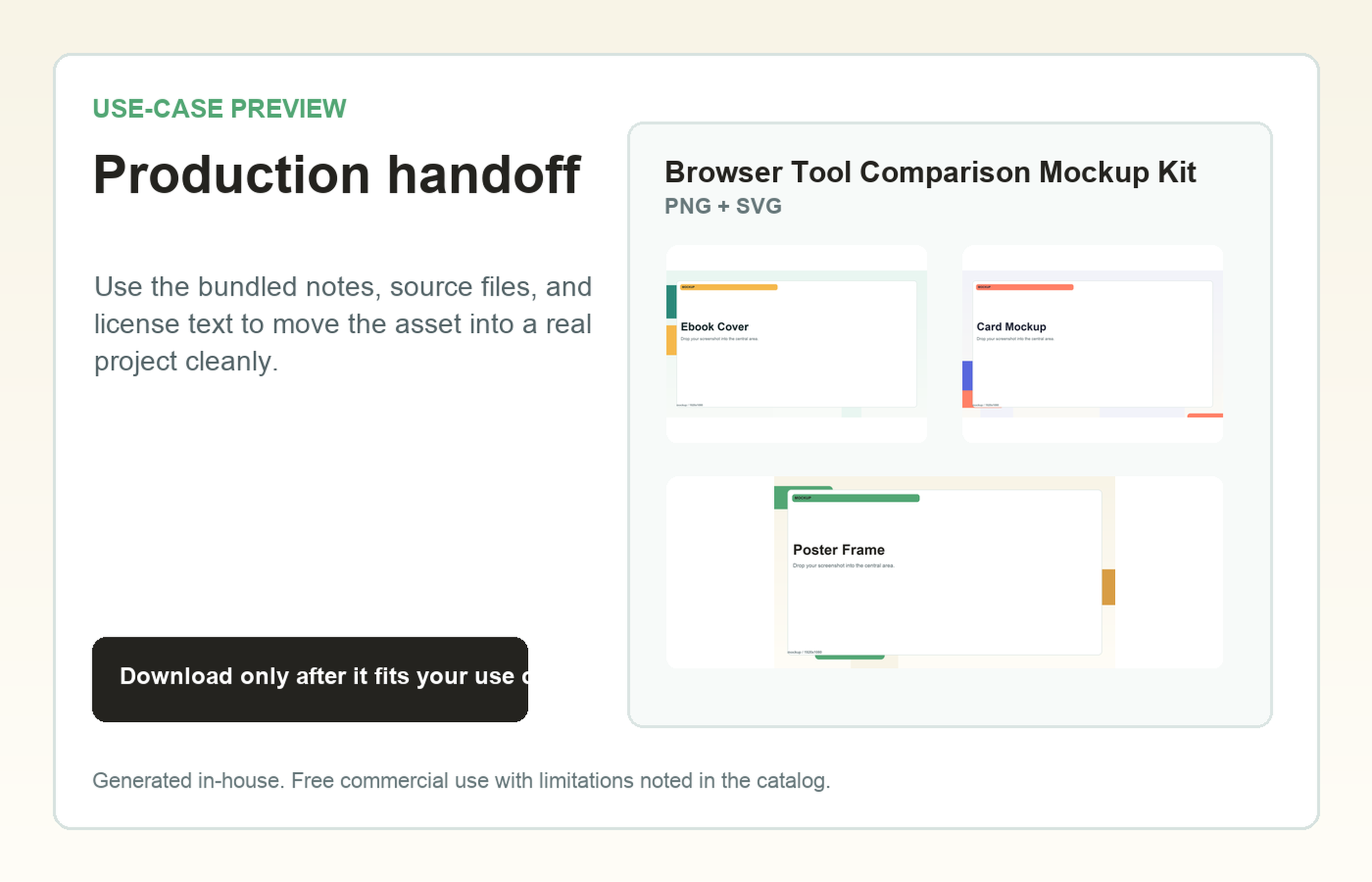 Browser Tool Comparison Mockup Kit Production handoff use-case preview