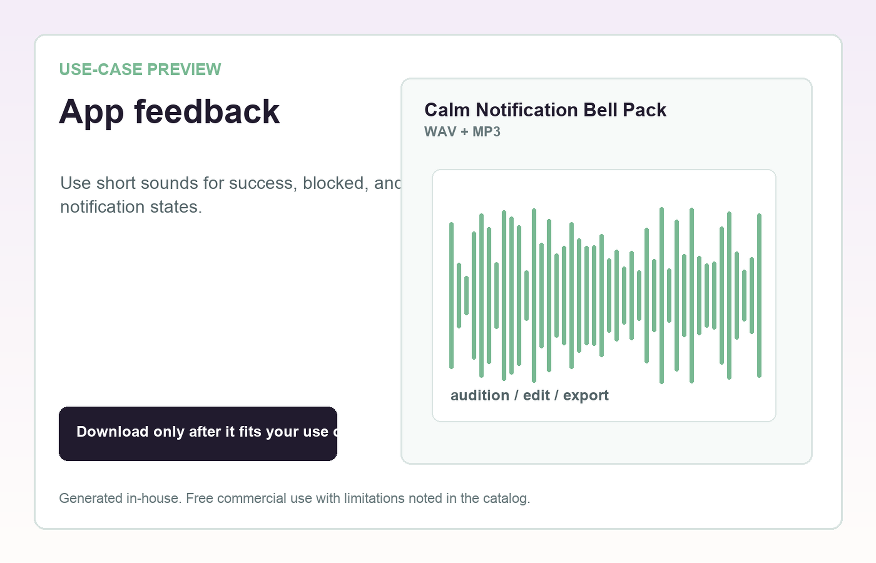 Calm Notification Bell Pack App feedback use-case preview