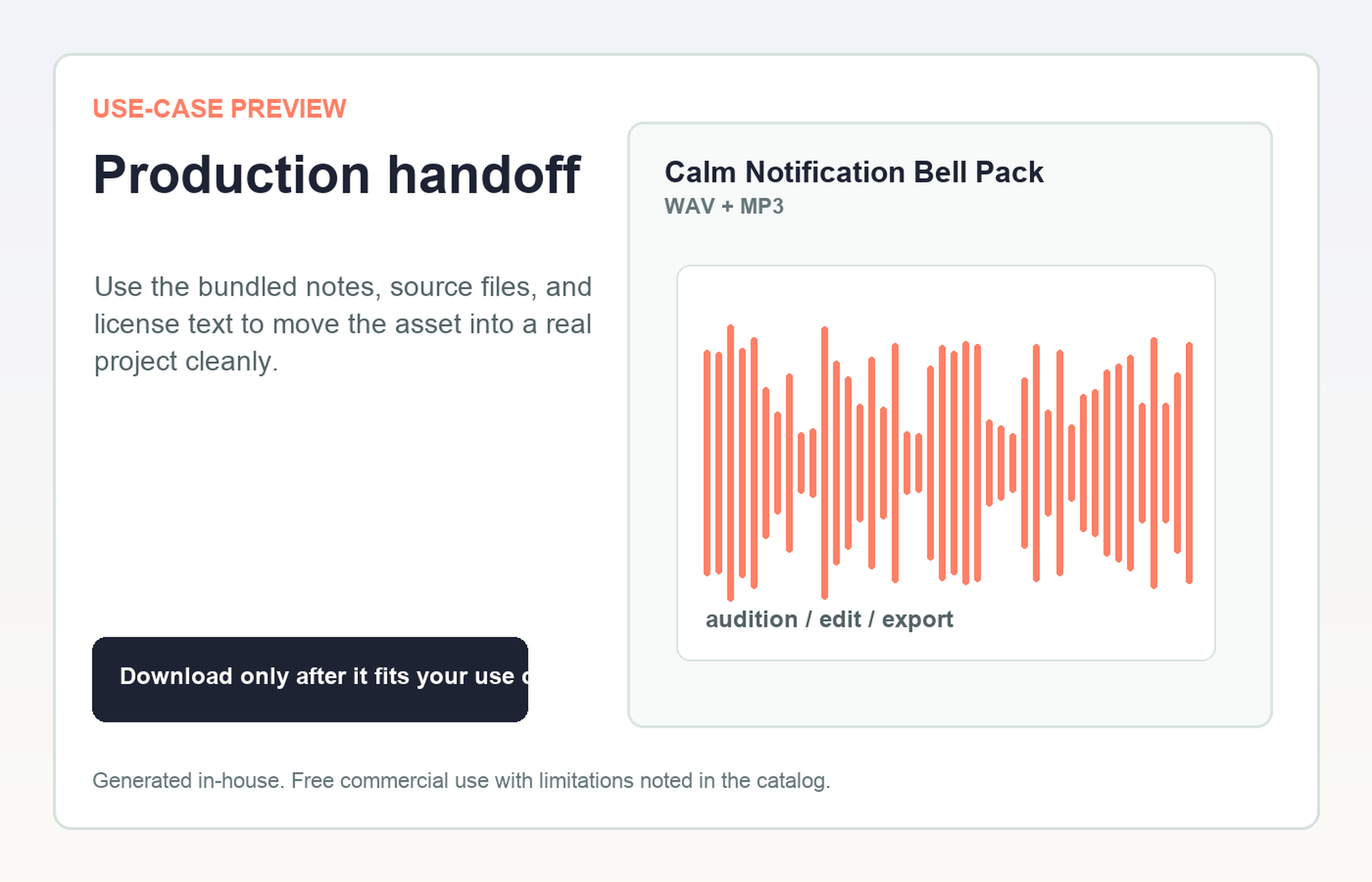 Calm Notification Bell Pack Production handoff use-case preview