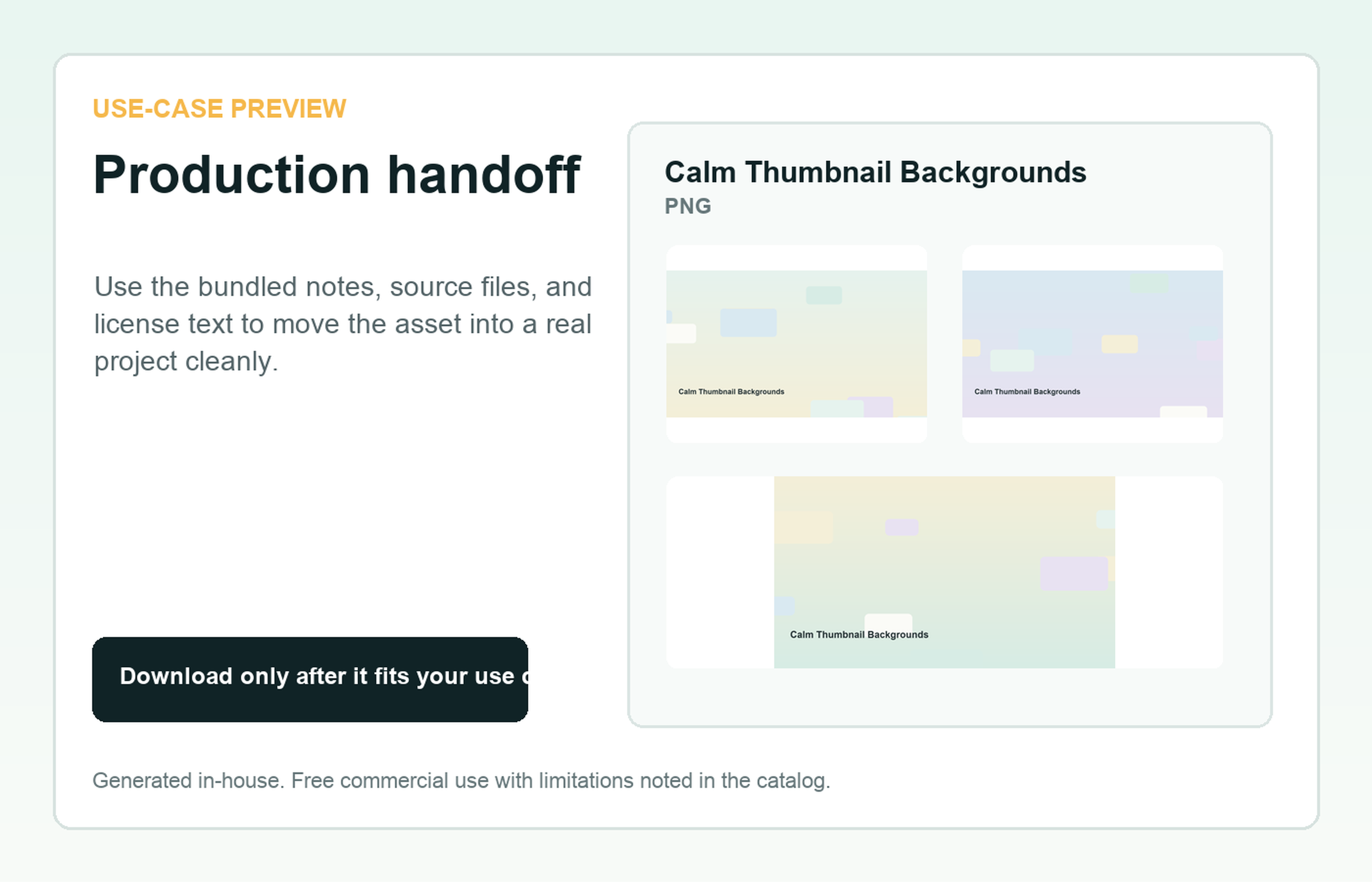 Calm Thumbnail Backgrounds Production handoff use-case preview