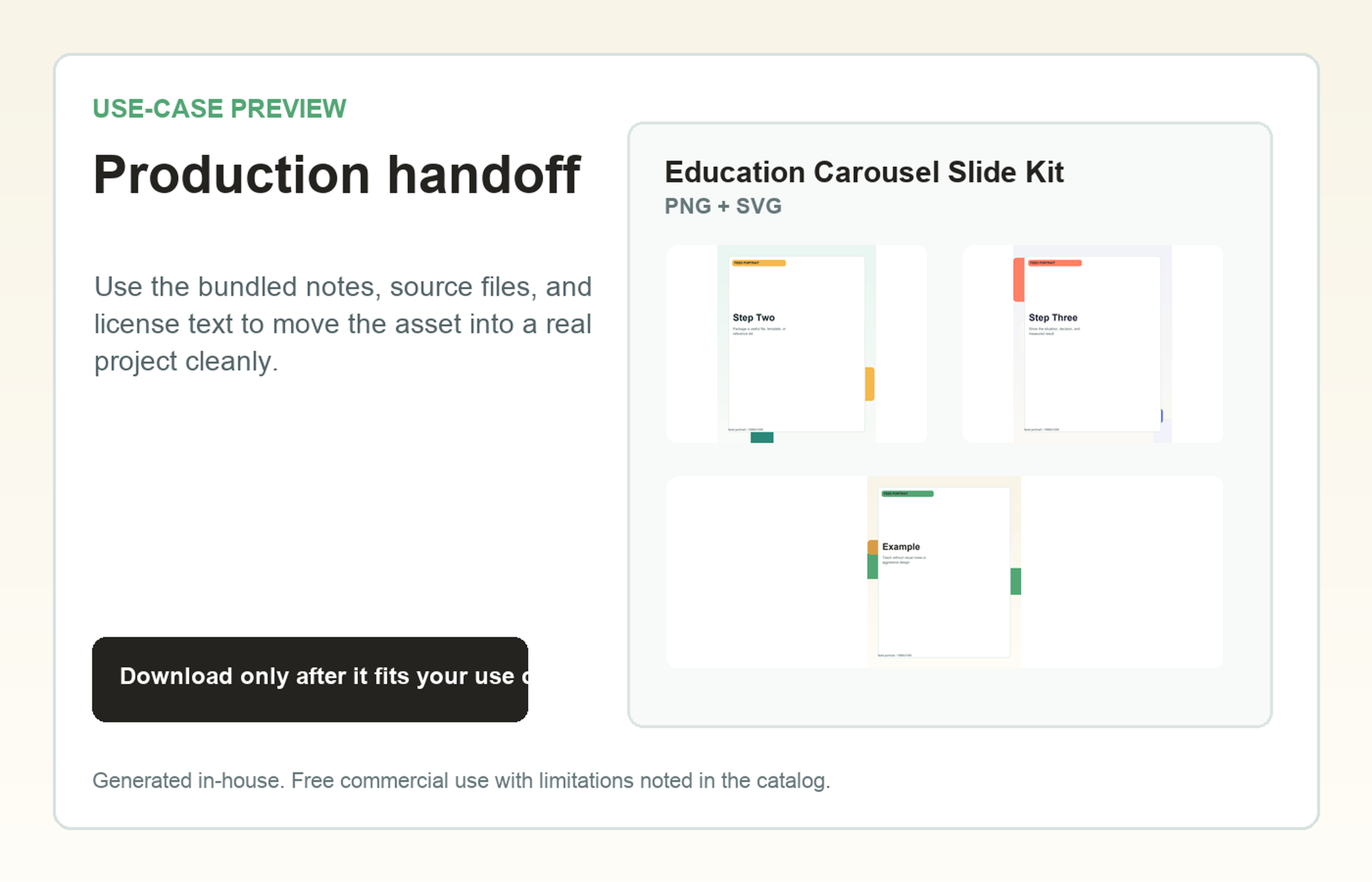 Education Carousel Slide Kit Production handoff use-case preview