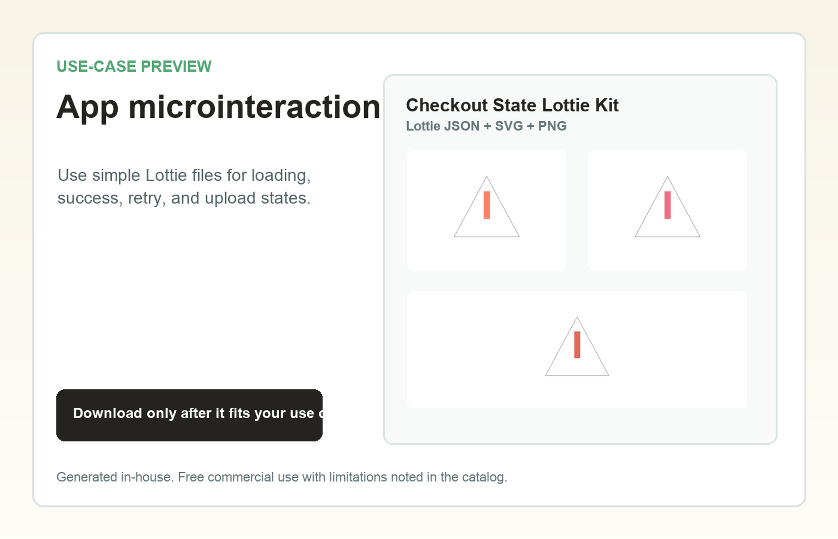Checkout State Lottie Kit App microinteraction use-case preview