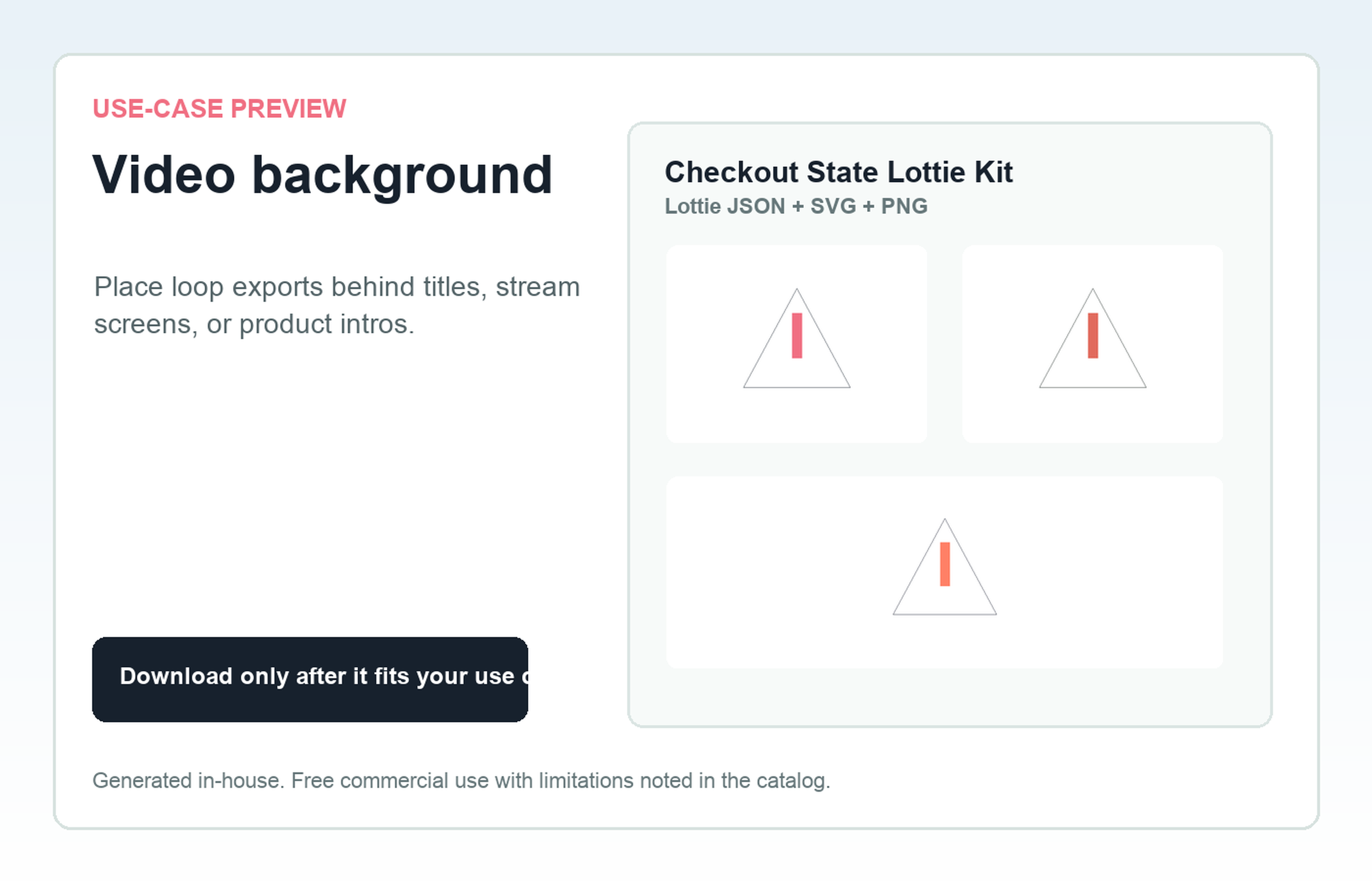 Checkout State Lottie Kit Video background use-case preview