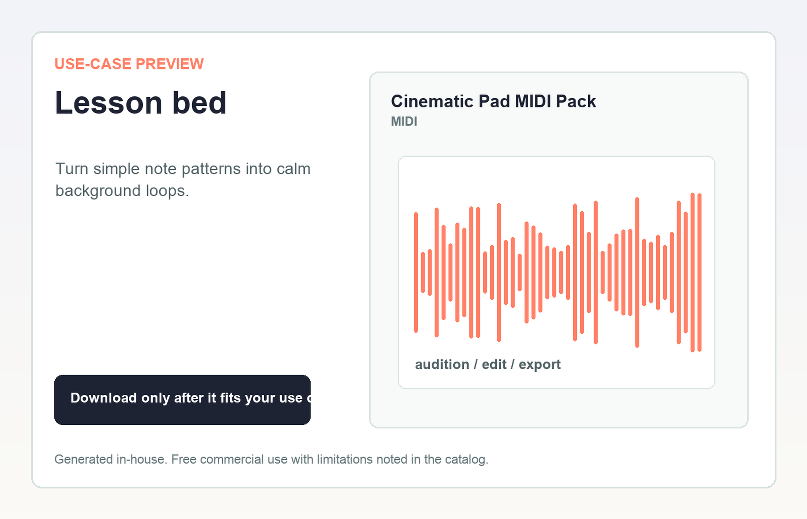 Cinematic Pad MIDI Pack Lesson bed use-case preview