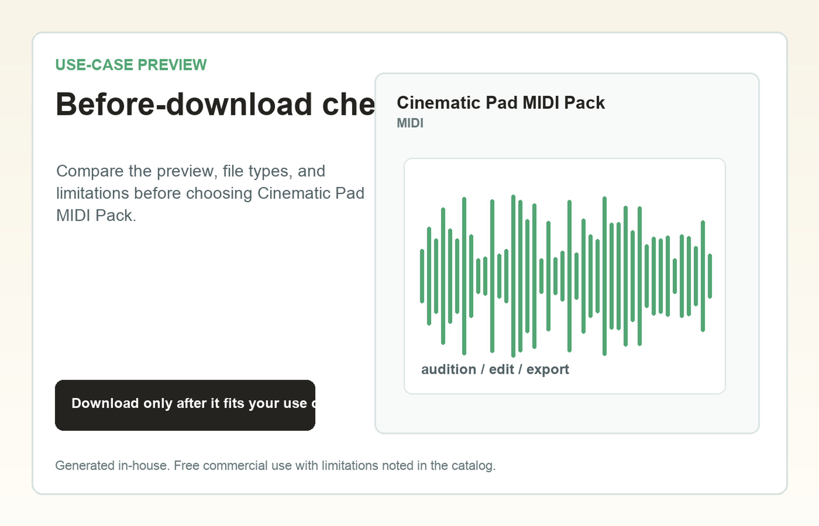Cinematic Pad MIDI Pack Before-download check use-case preview