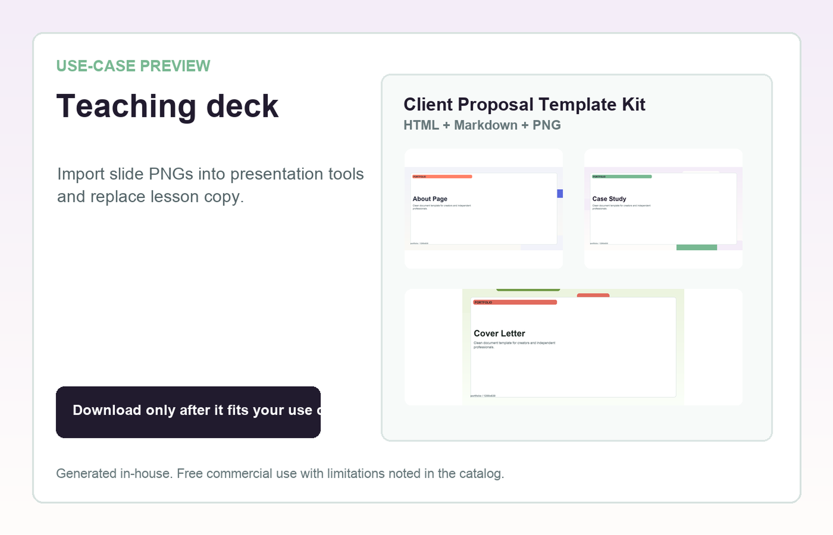 Client Proposal Template Kit Teaching deck use-case preview