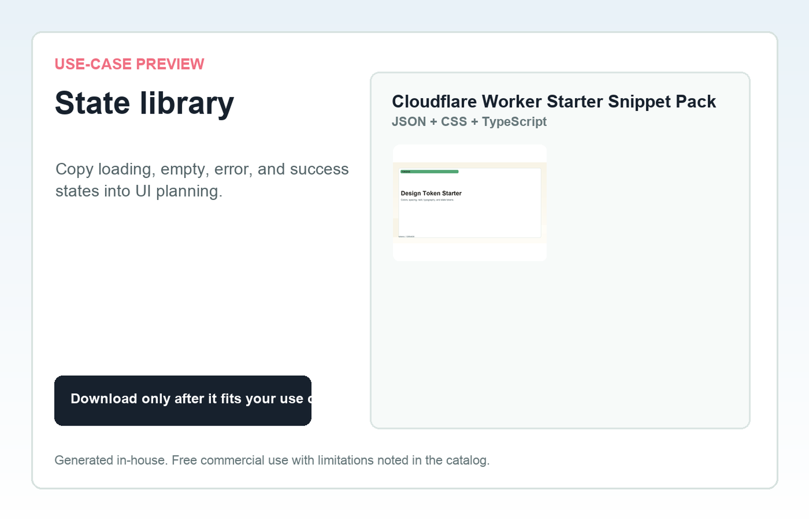 Cloudflare Worker Starter Snippet Pack State library use-case preview