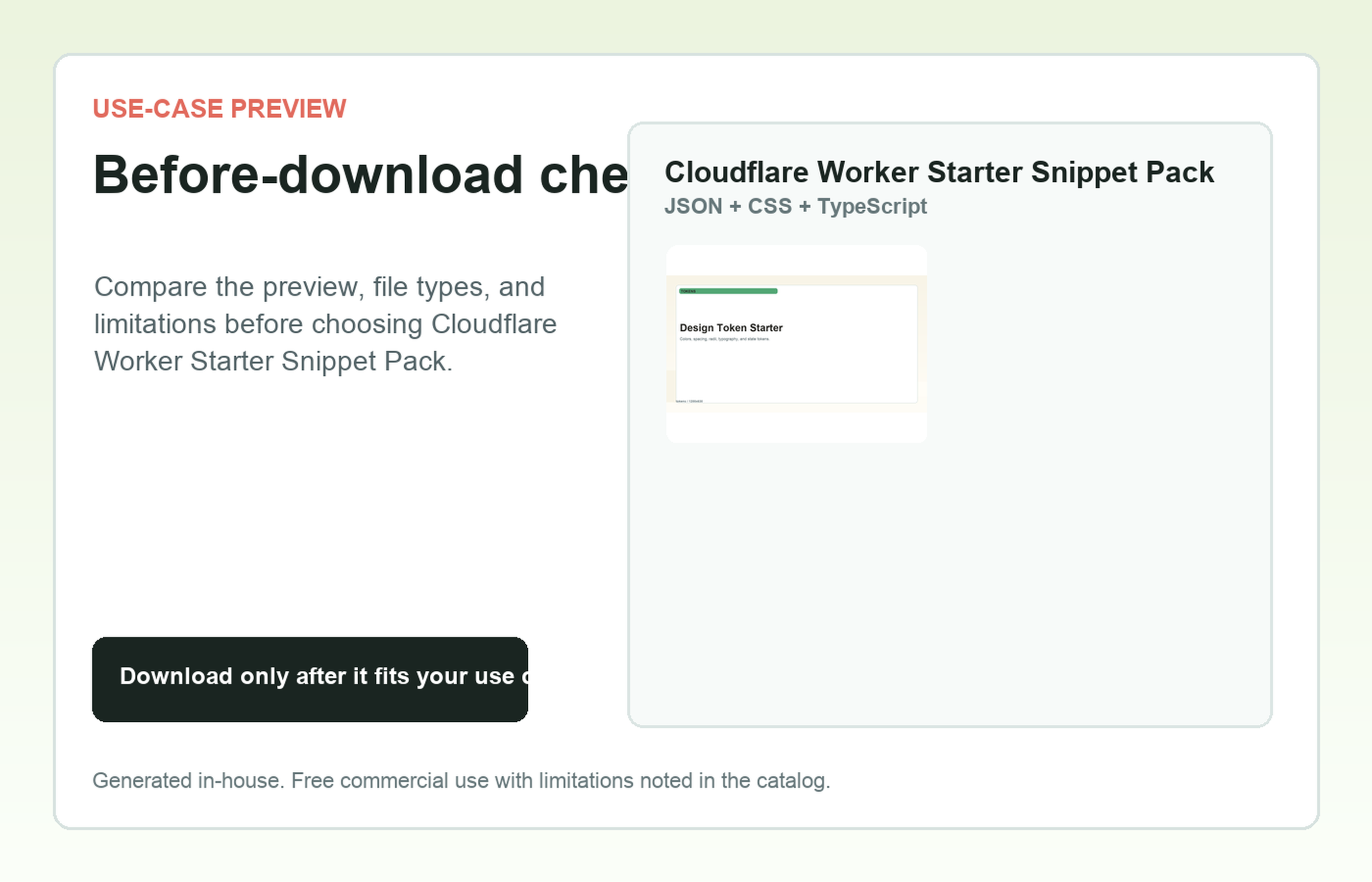 Cloudflare Worker Starter Snippet Pack Before-download check use-case preview