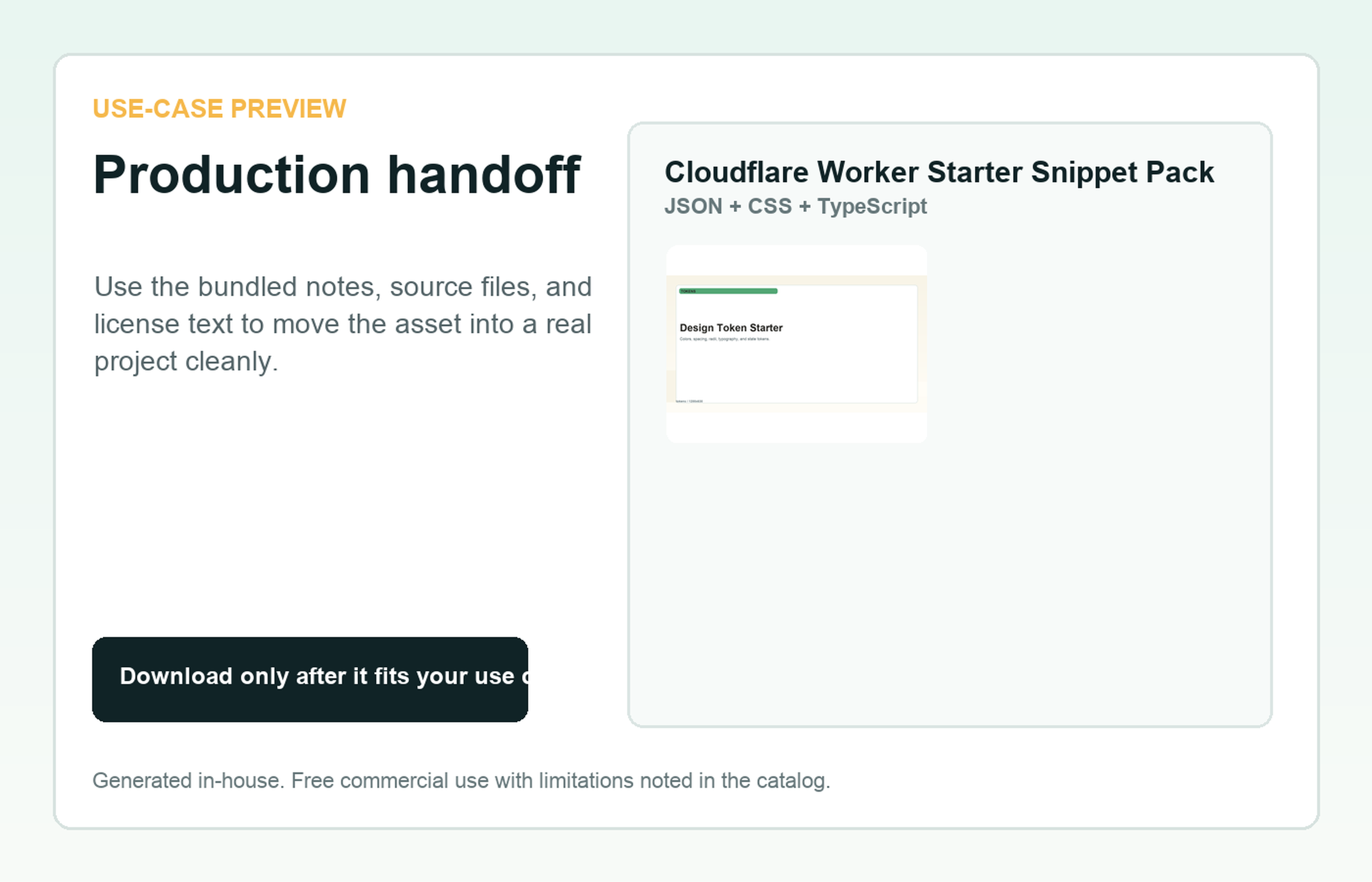 Cloudflare Worker Starter Snippet Pack Production handoff use-case preview