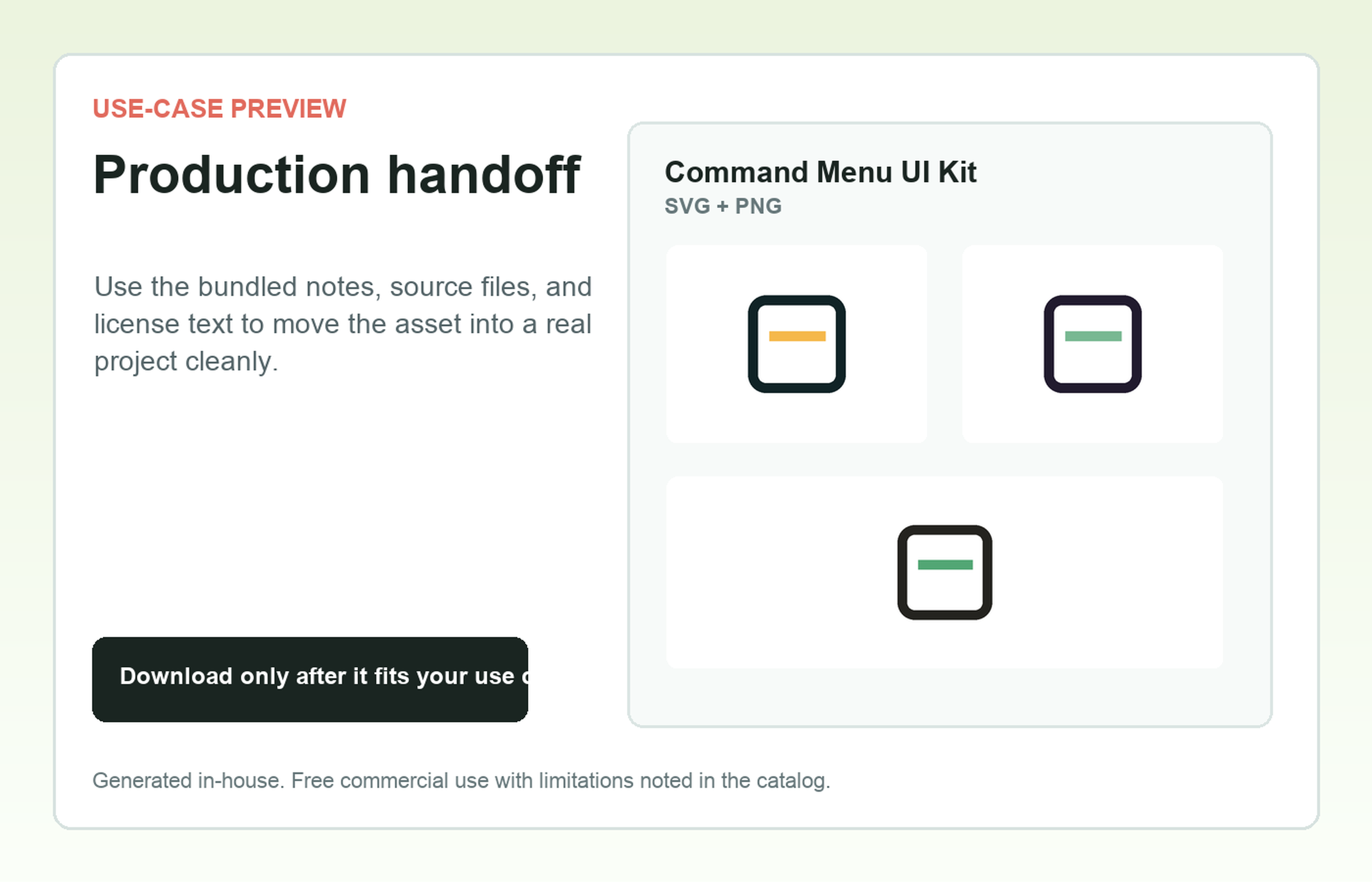 Command Menu UI Kit Production handoff use-case preview