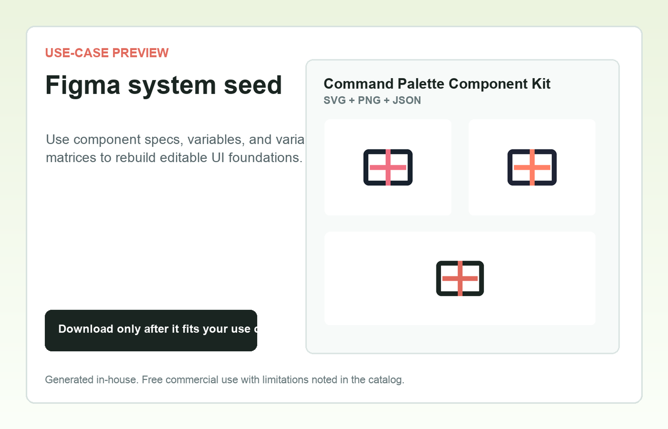 Command Palette Component Kit Figma system seed use-case preview