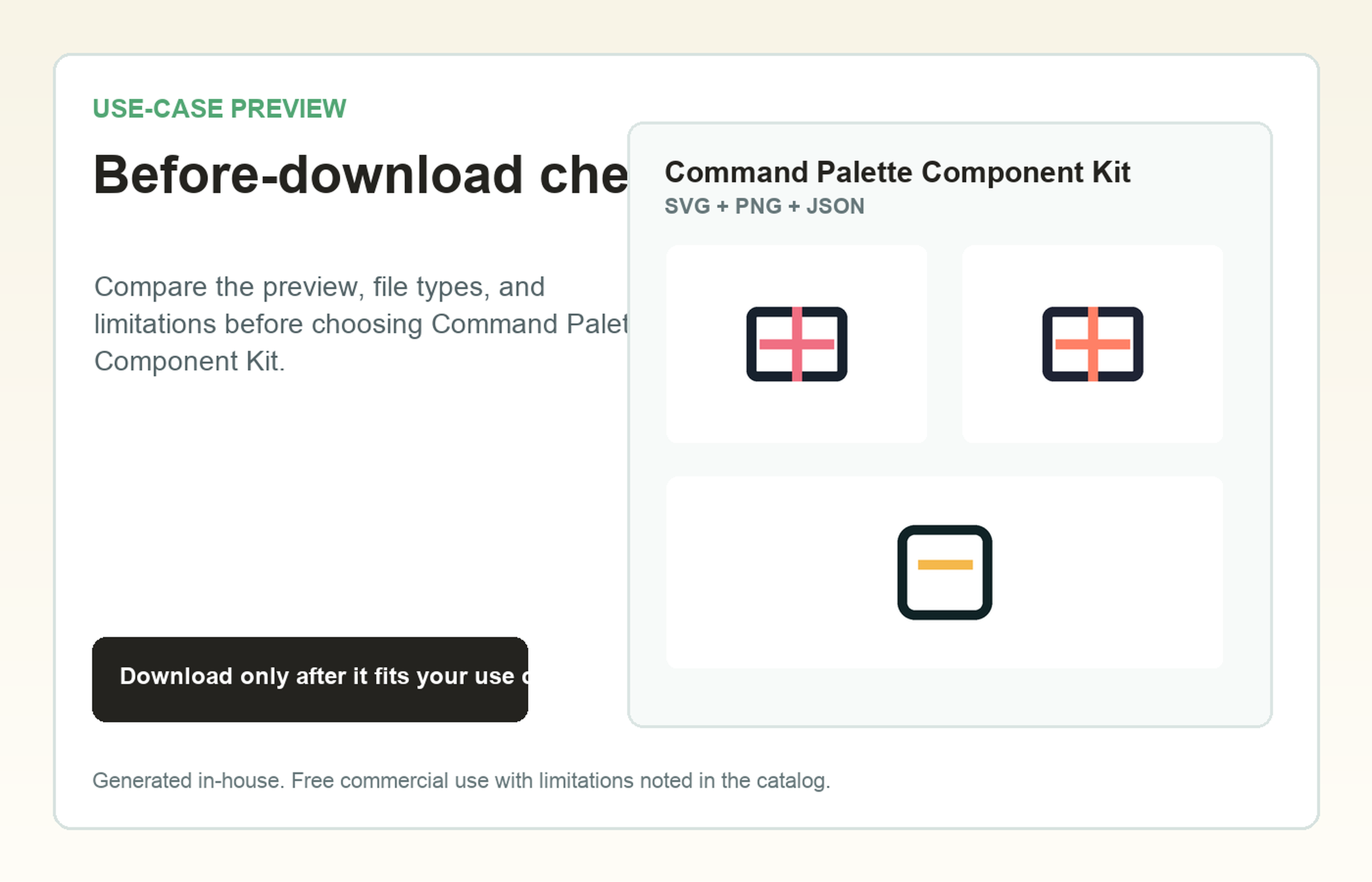 Command Palette Component Kit Before-download check use-case preview