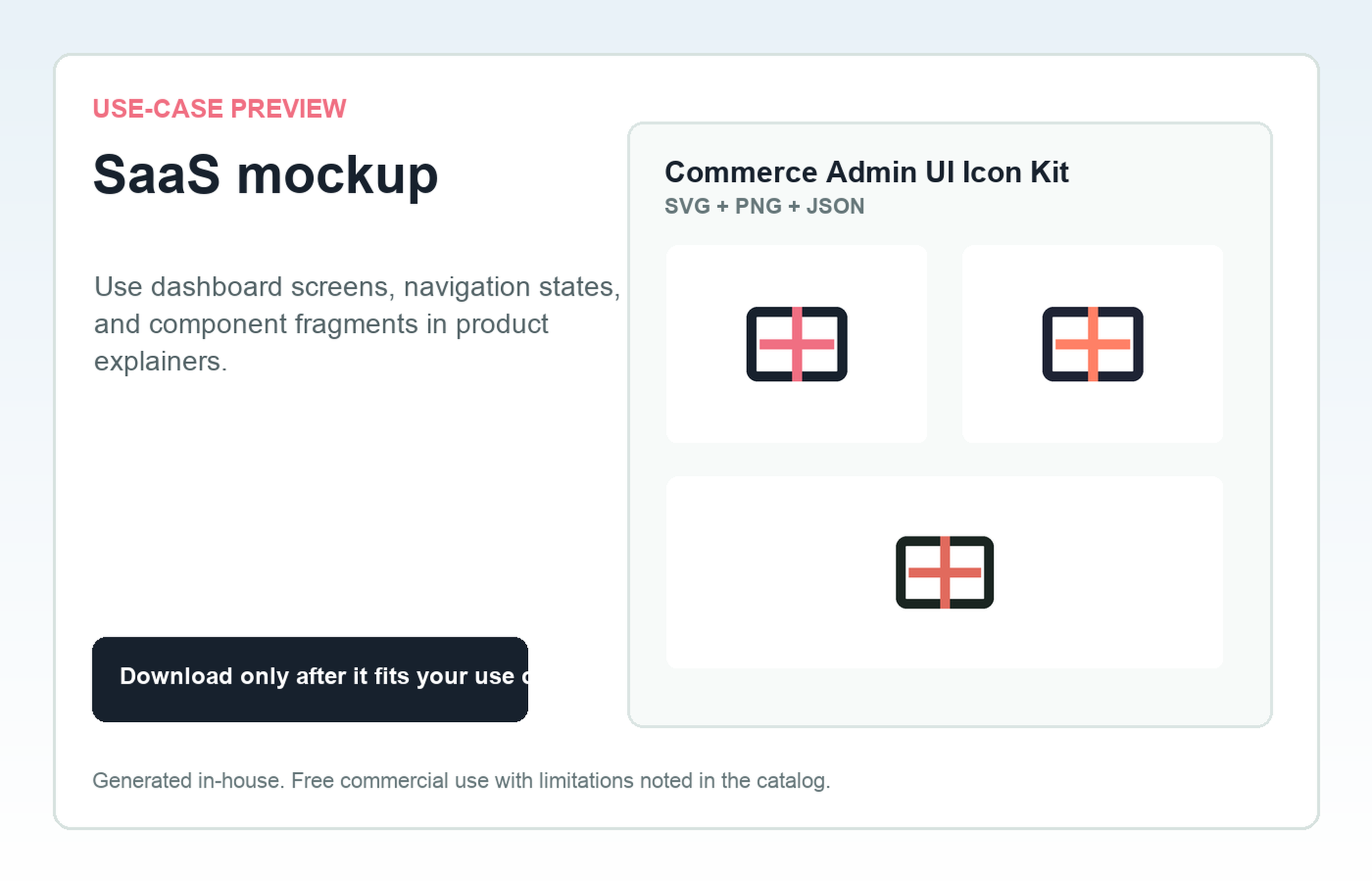 Commerce Admin UI Icon Kit SaaS mockup use-case preview