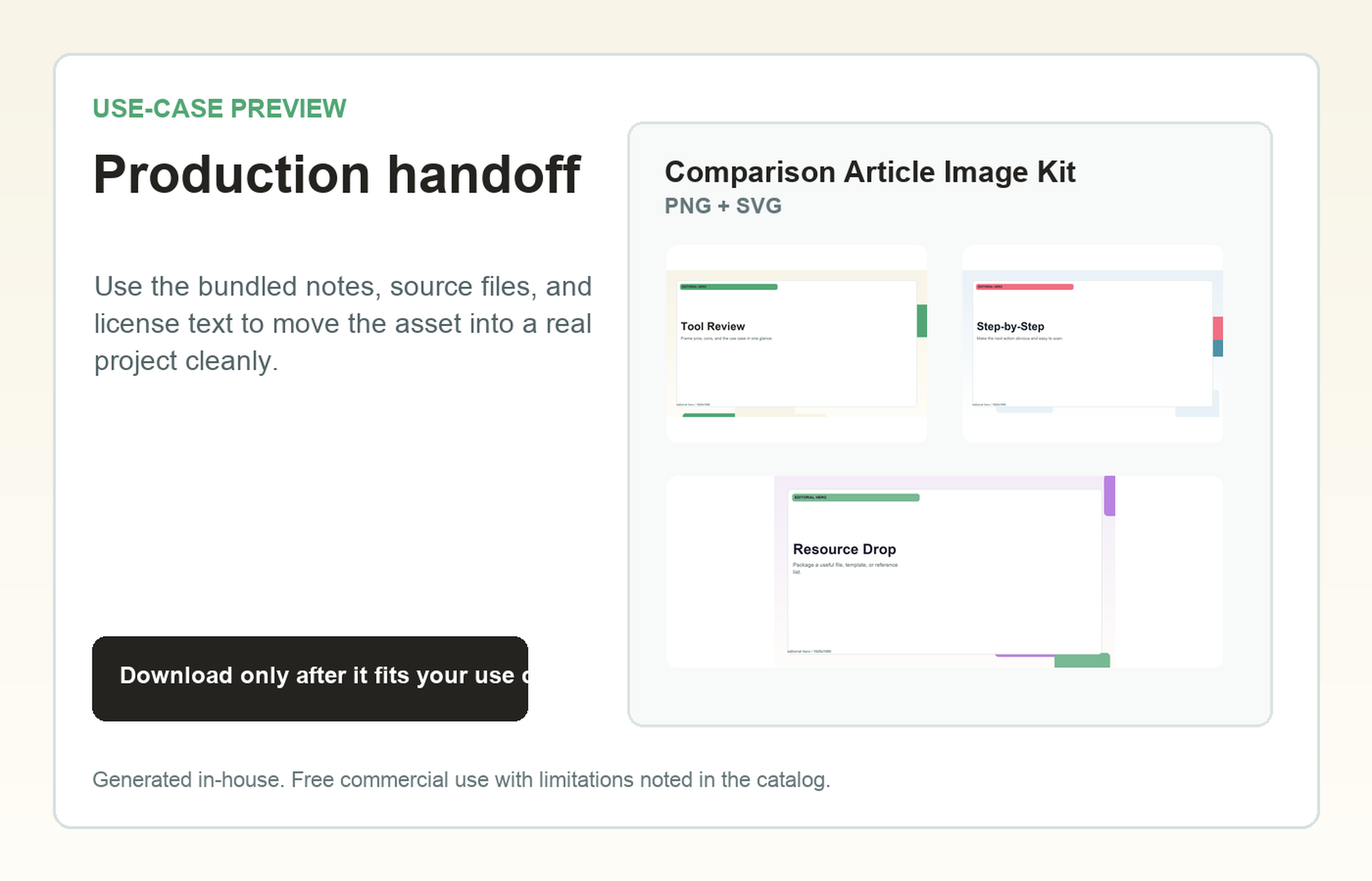 Comparison Article Image Kit Production handoff use-case preview