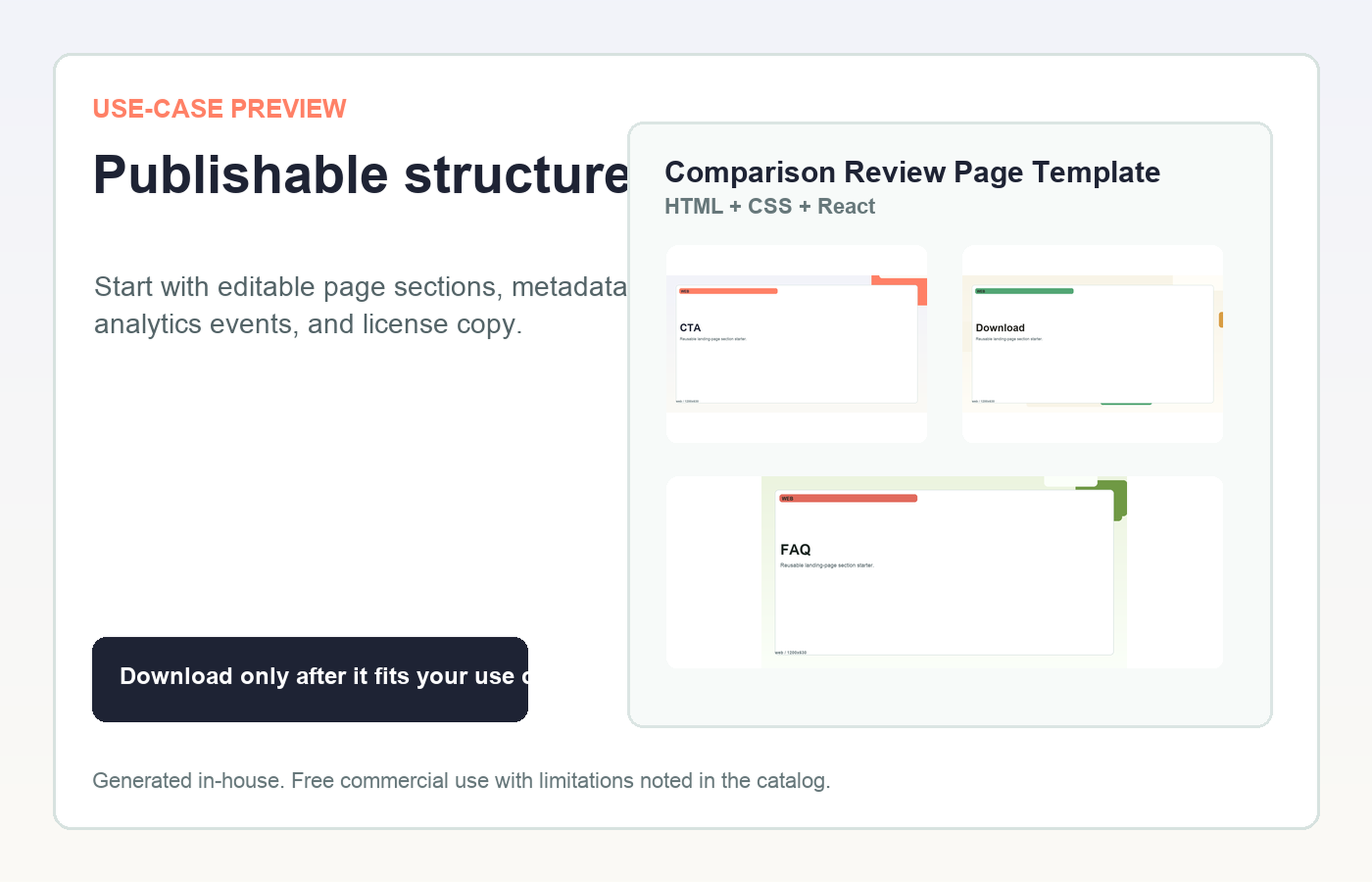 Comparison Review Page Template Publishable structure use-case preview