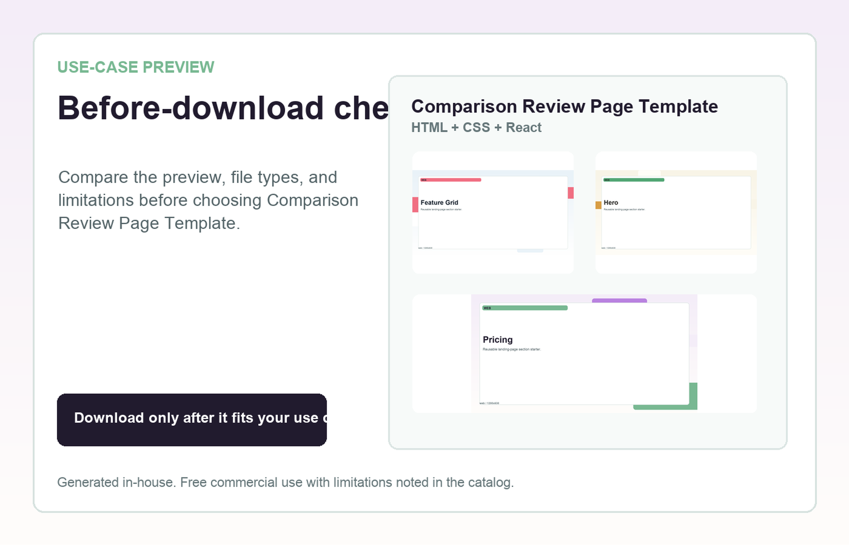 Comparison Review Page Template Before-download check use-case preview