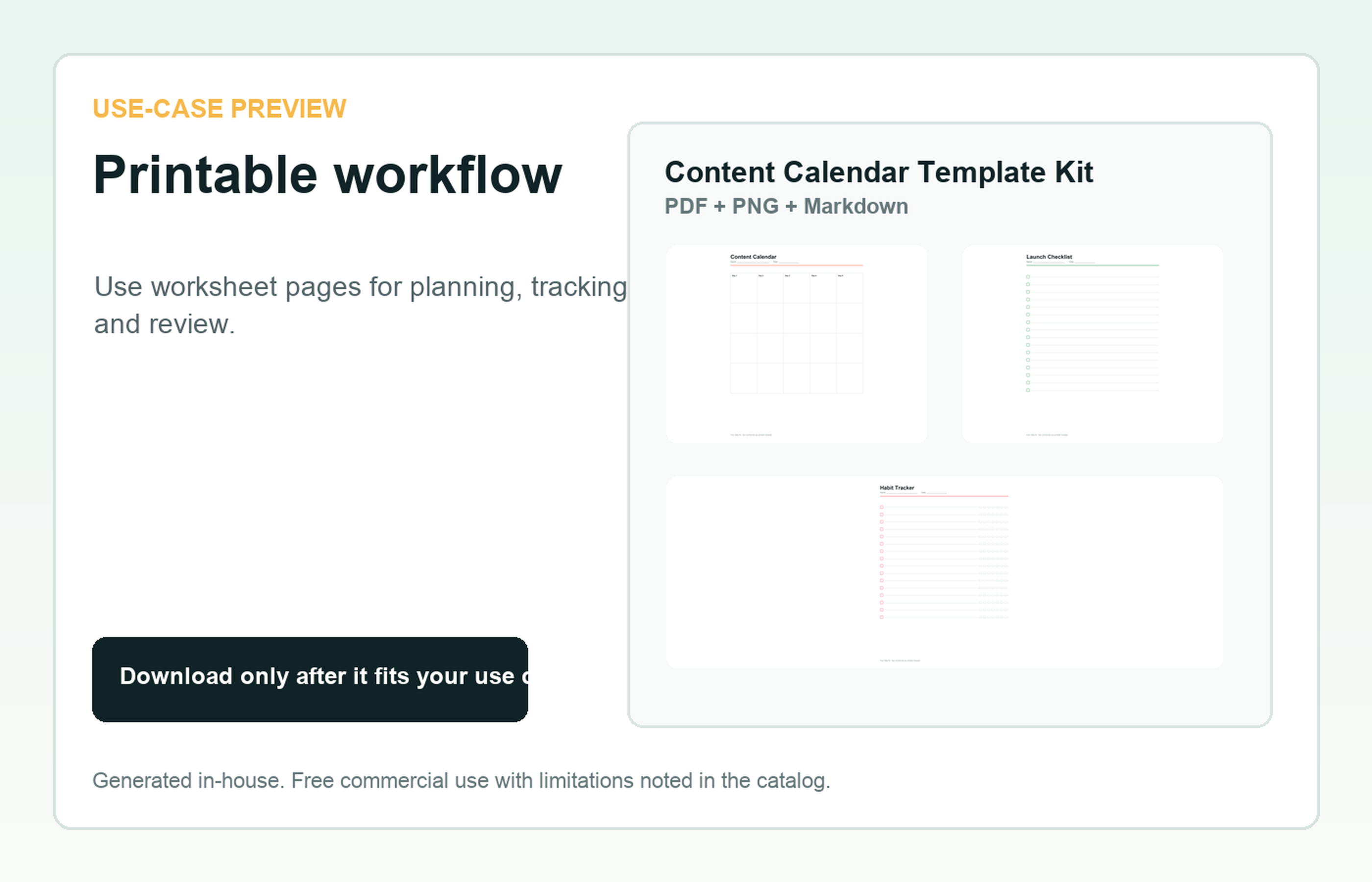 Content Calendar Template Kit Printable workflow use-case preview