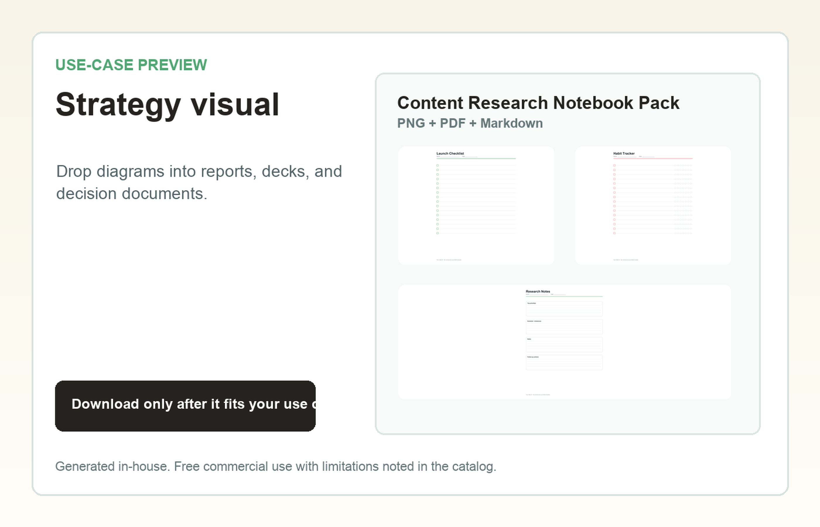 Content Research Notebook Pack Strategy visual use-case preview