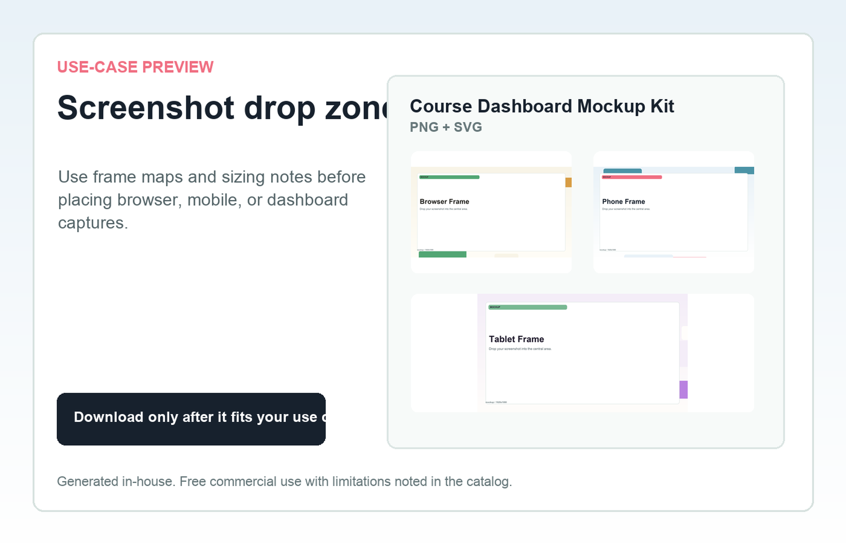 Course Dashboard Mockup Kit Screenshot drop zone use-case preview