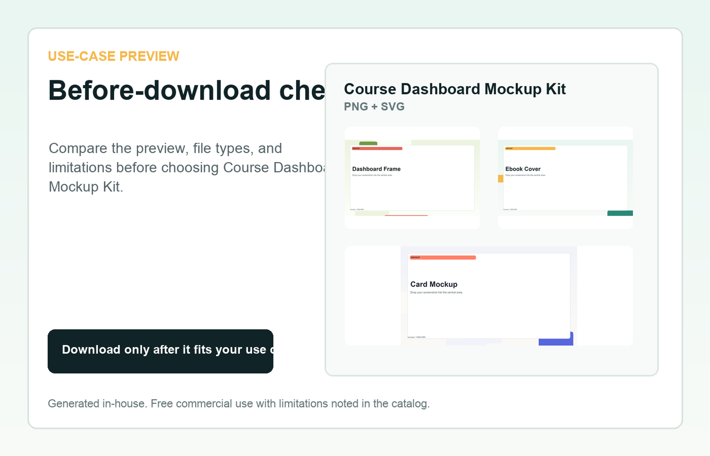 Course Dashboard Mockup Kit Before-download check use-case preview