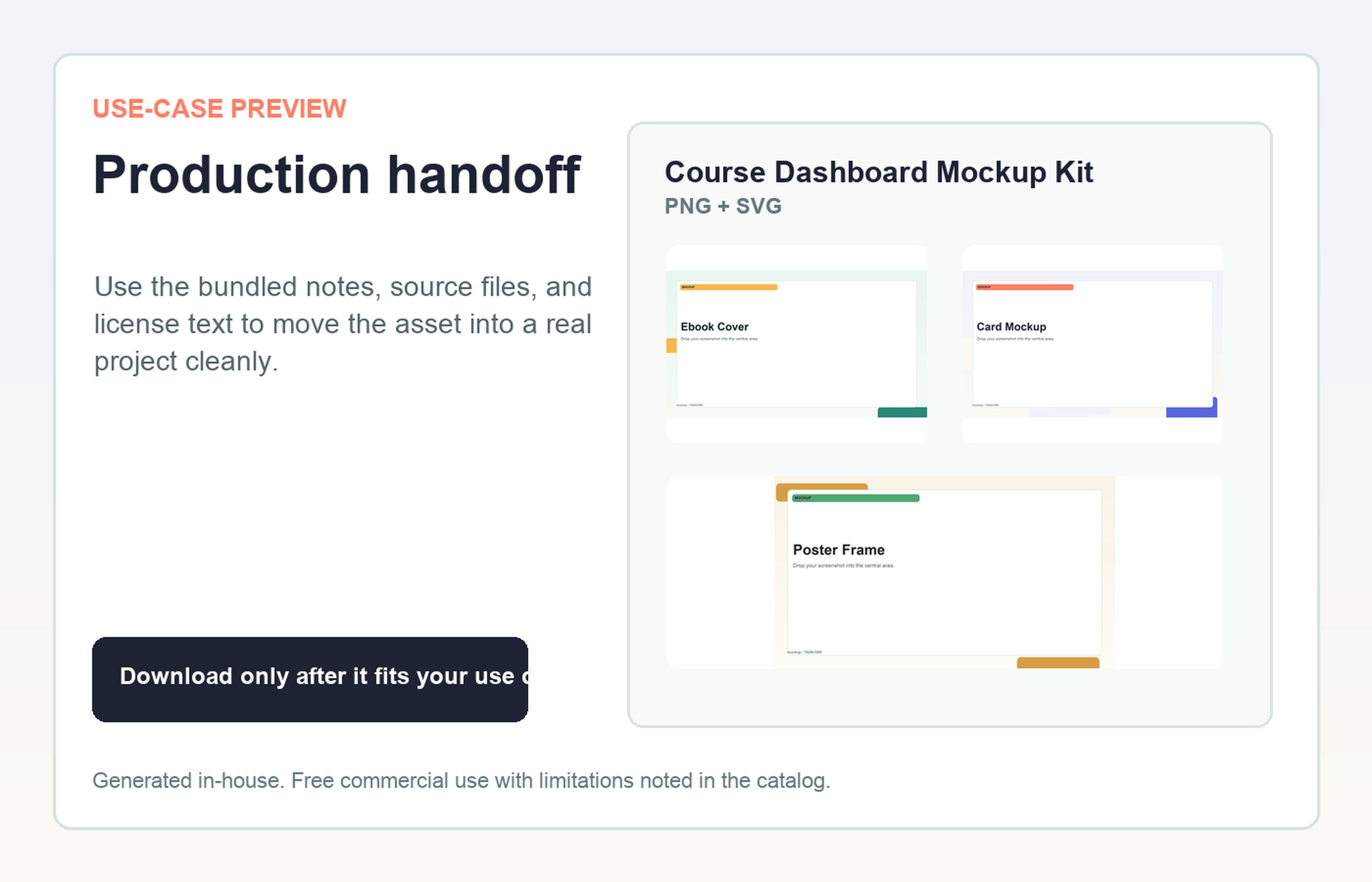 Course Dashboard Mockup Kit Production handoff use-case preview