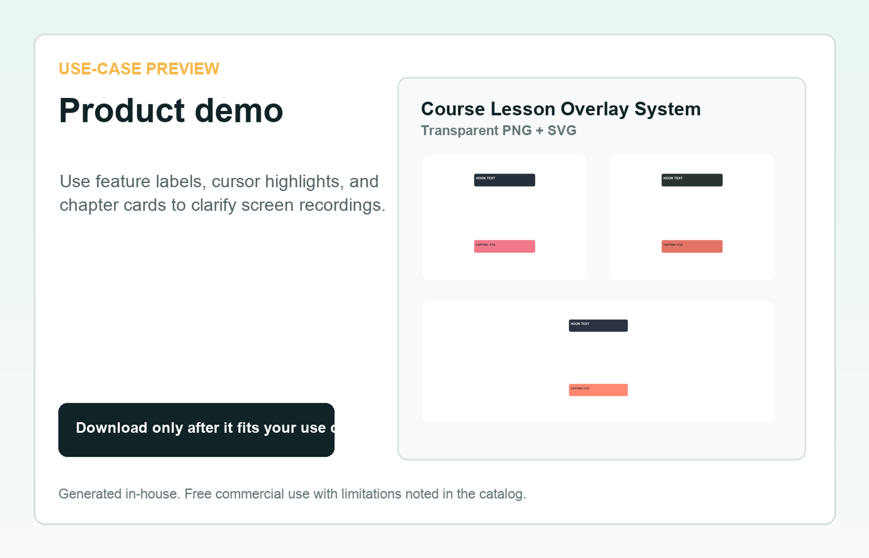 Course Lesson Overlay System Product demo use-case preview