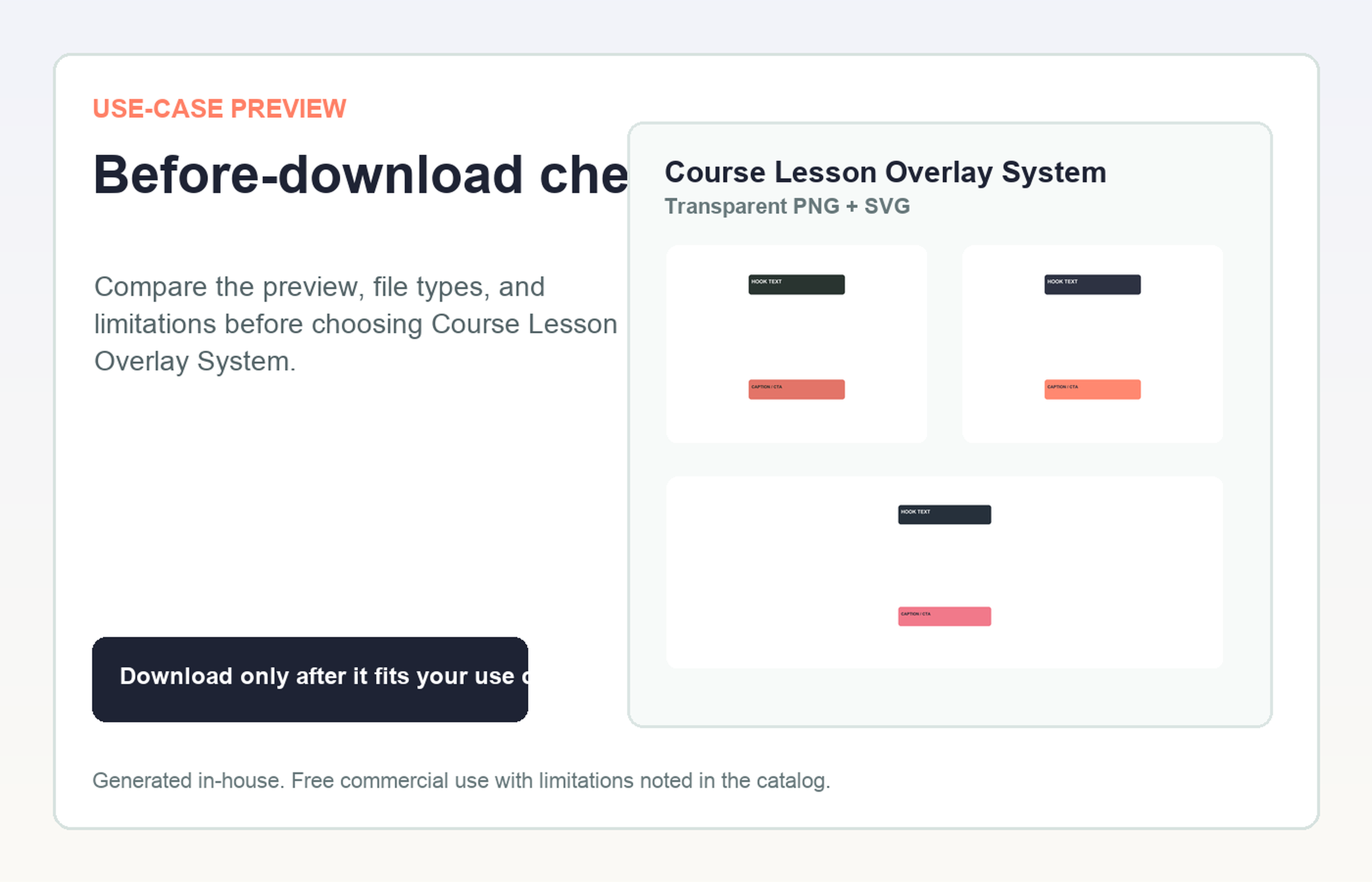 Course Lesson Overlay System Before-download check use-case preview