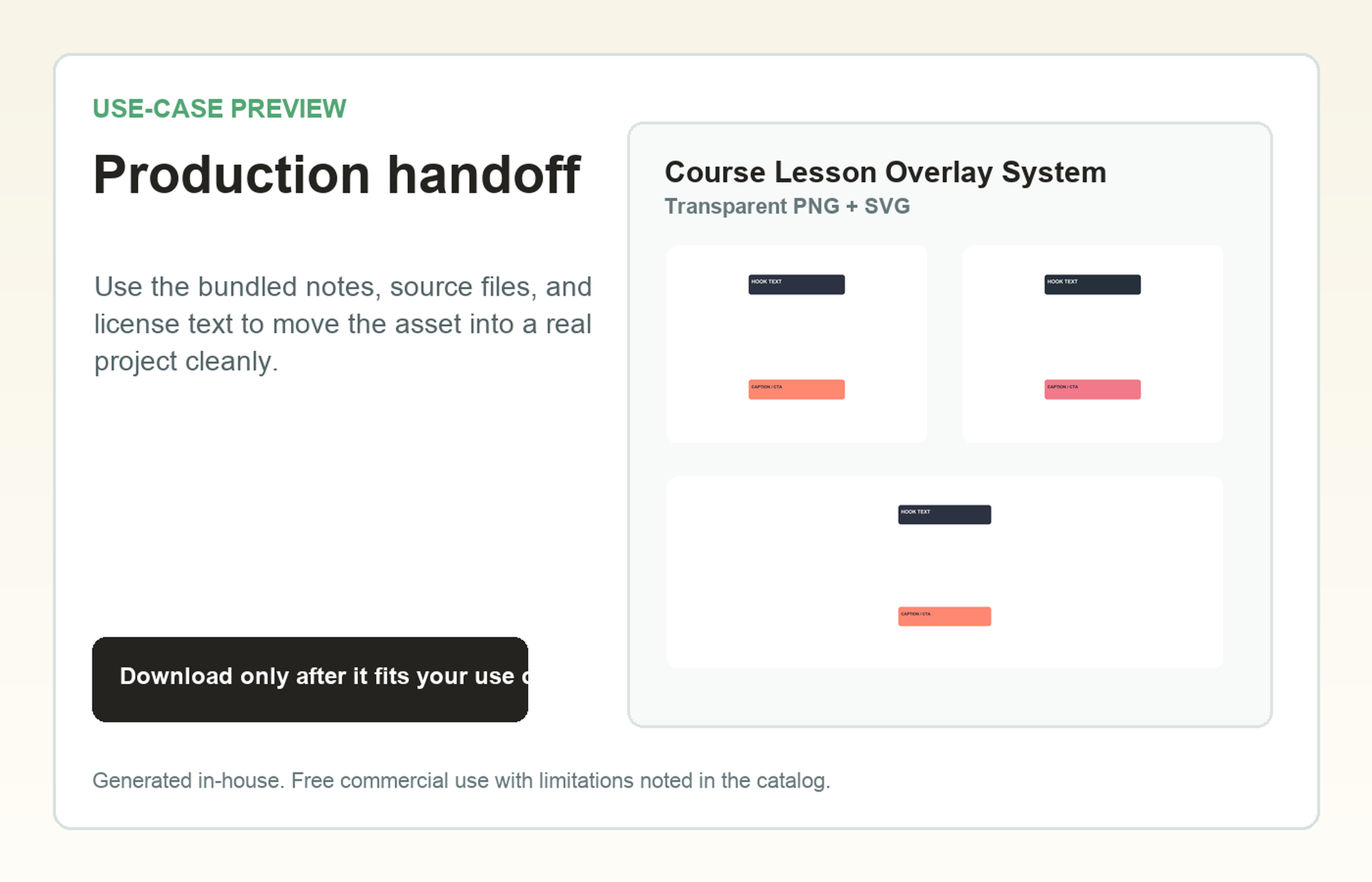 Course Lesson Overlay System Production handoff use-case preview