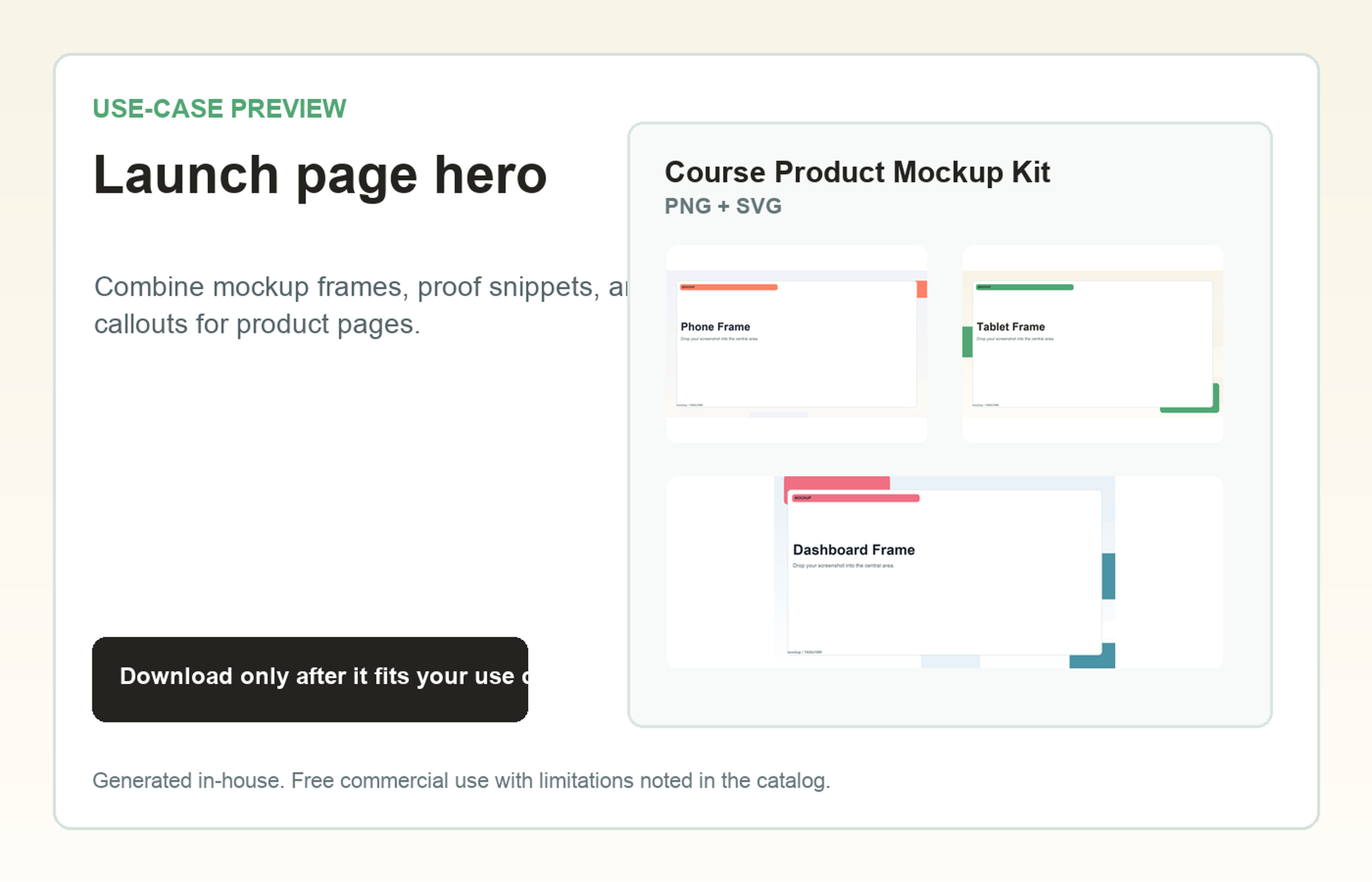 Course Product Mockup Kit Launch page hero use-case preview