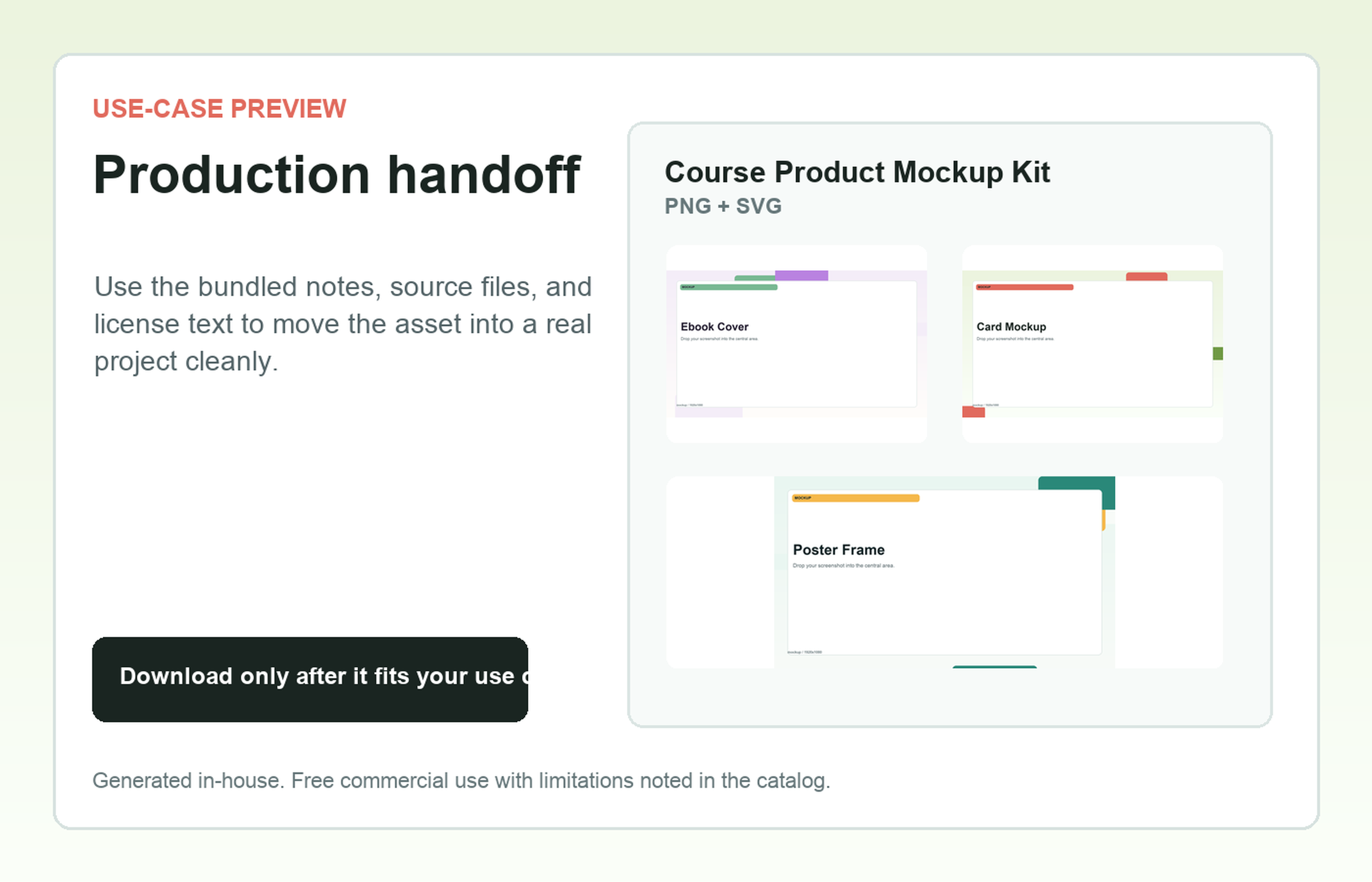 Course Product Mockup Kit Production handoff use-case preview