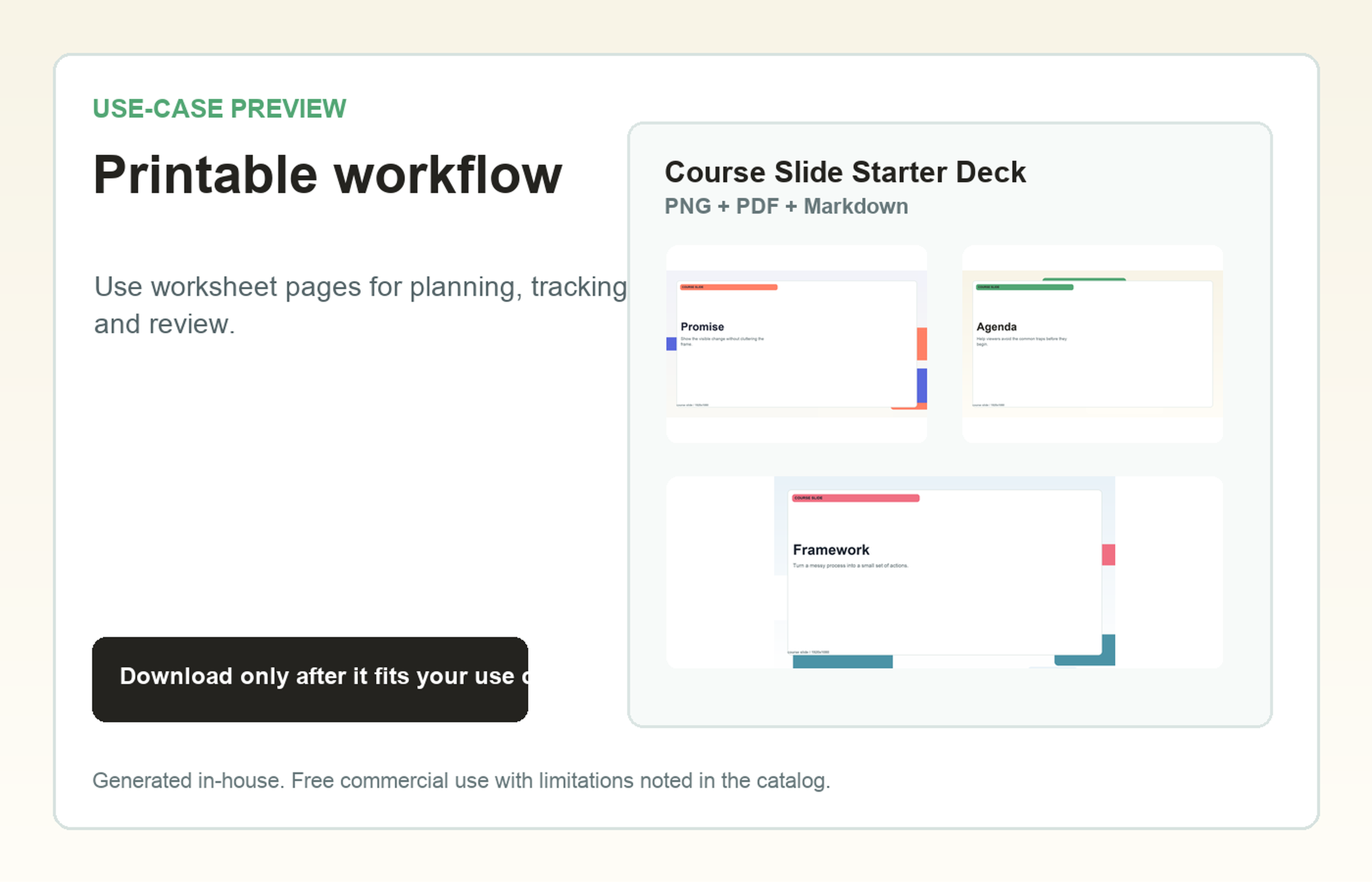 Course Slide Starter Deck Printable workflow use-case preview